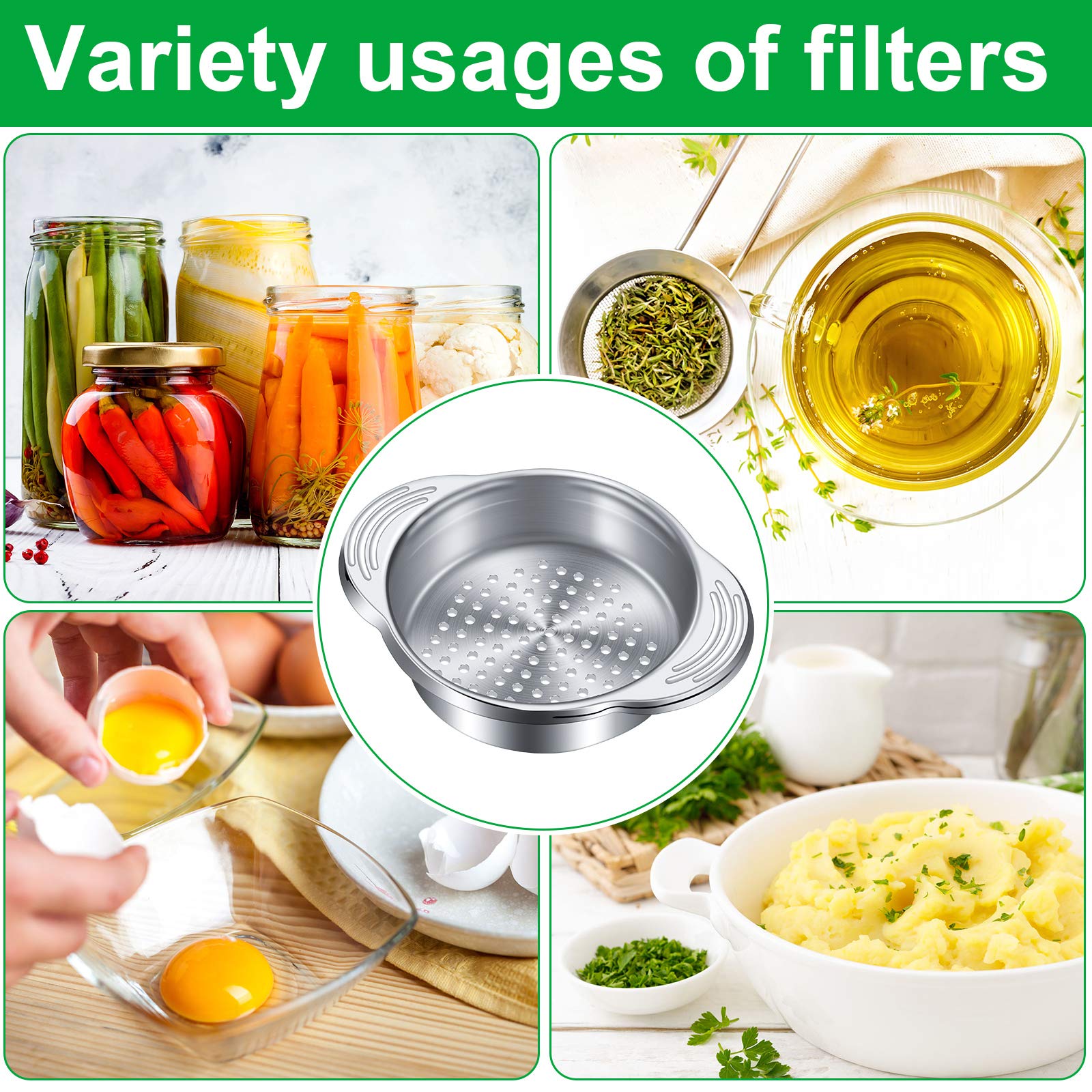 Patelai 2 Pieces Tuna Can Strainer Stainless Steel Food Strainer Sieve Metal Press Lid Canning Colander Oil Drainer Tuna Filter