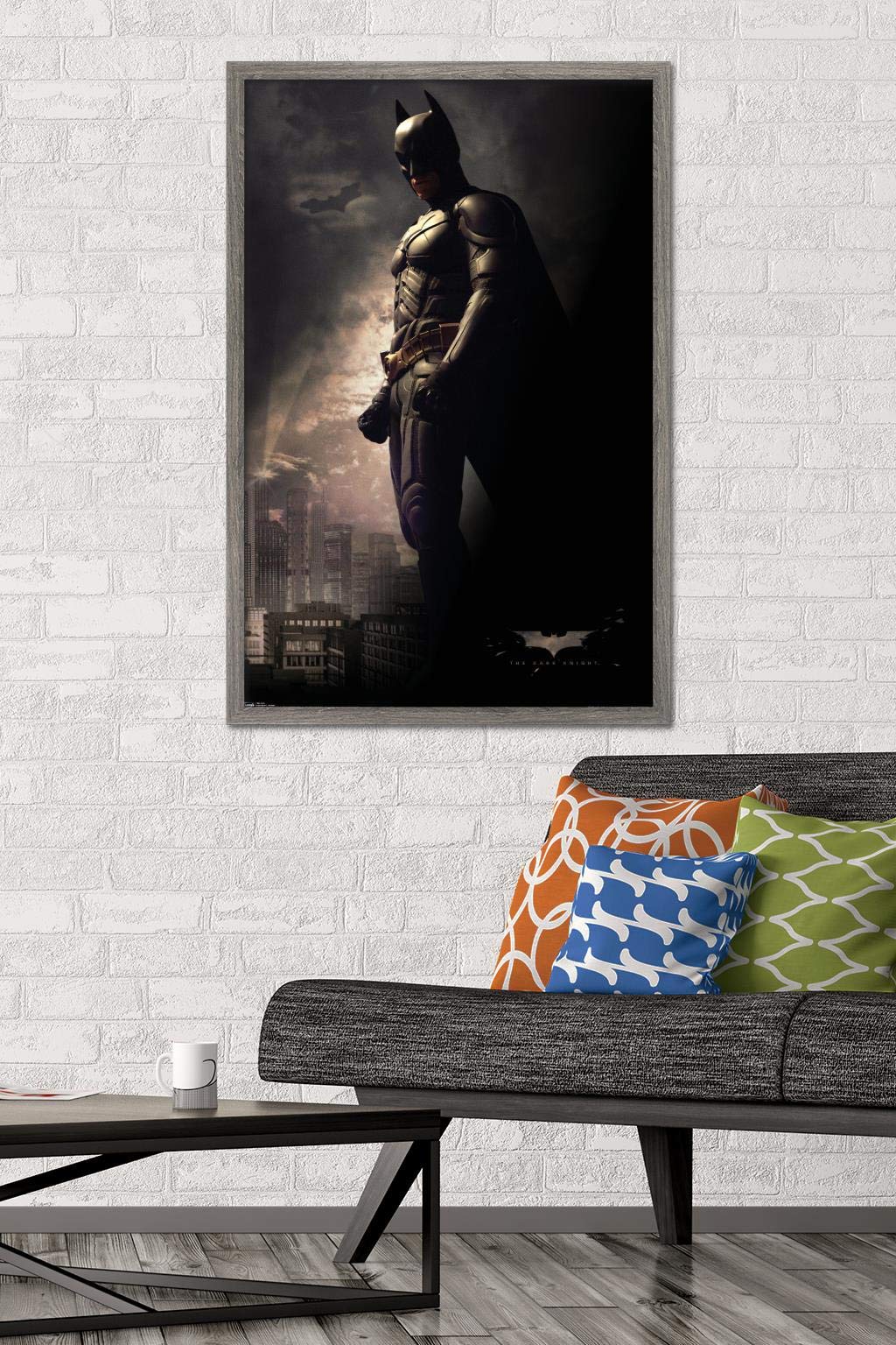 Trends International Dc Comics Movie - The Dark Knight - Batman In The Shadows Wall Poster, 22.375'' X 34'', Barnwood Framed Ver