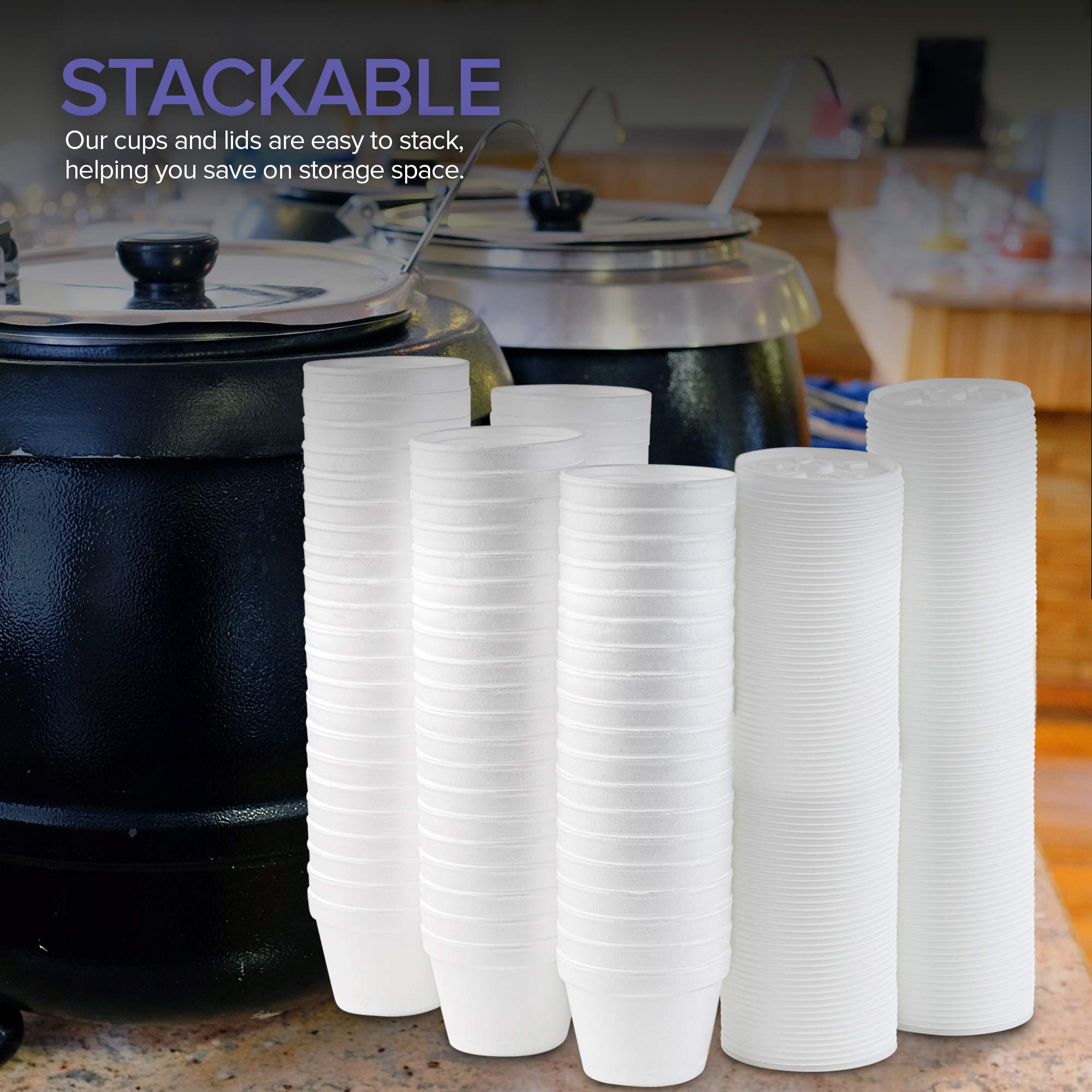 Stock Your Home 4 Ounce Foam Bowls With Lids (100 Count) - Foam Bowls With Lids - Insulated To Go Foam Cups - To Go Containers F