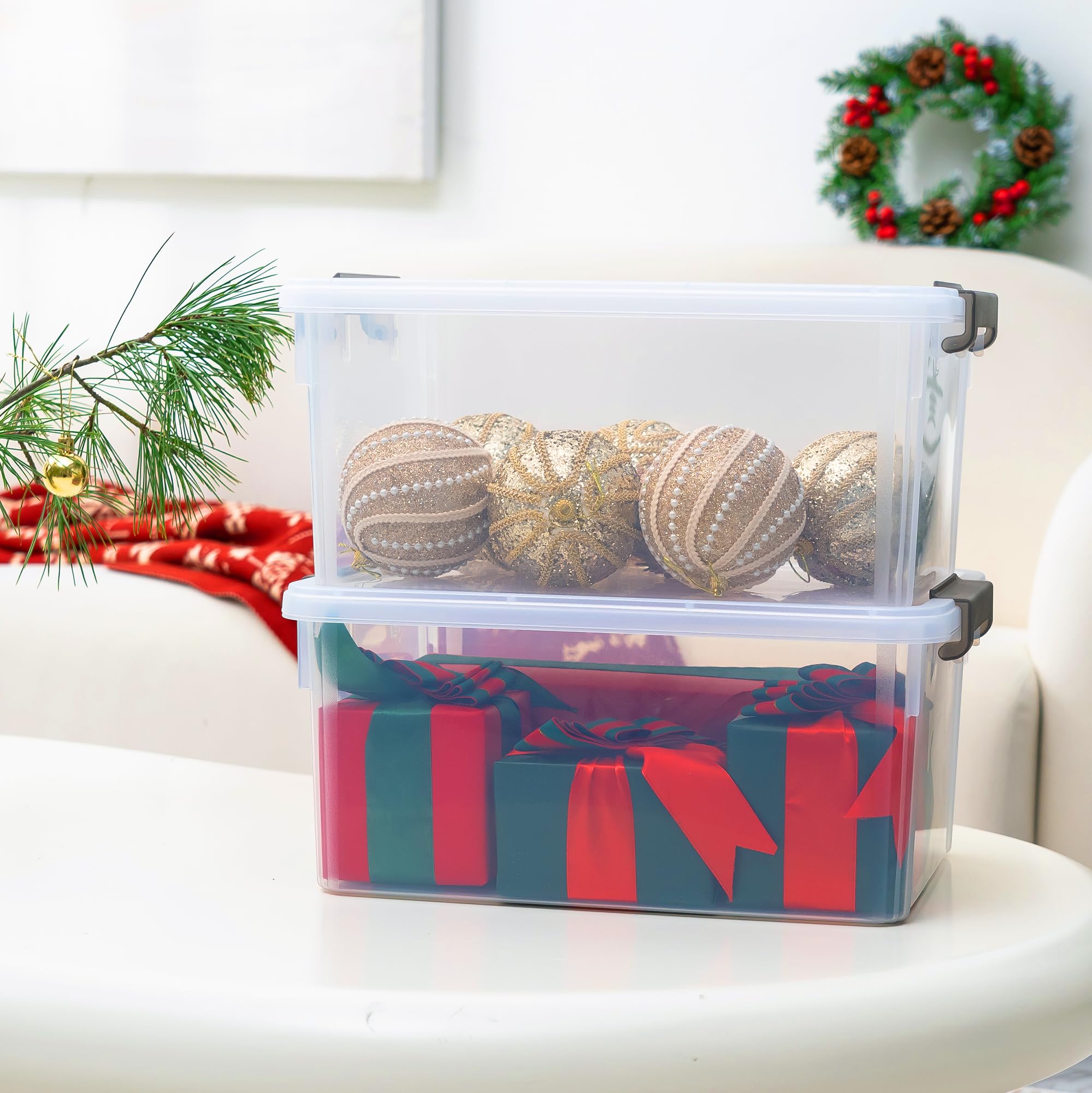 Citylife 17 Qt Plastic Storage Bins With Latching Lids Stackable Storage Containers For Organizing Large Clear Storage Box For G