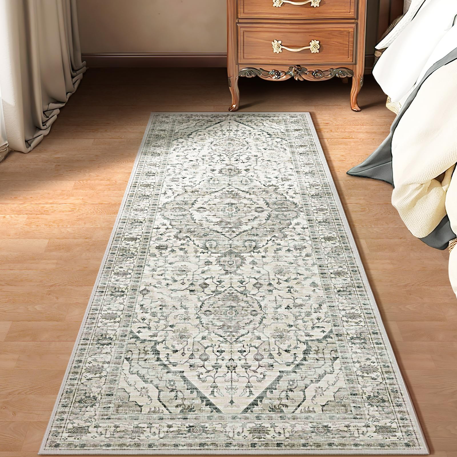 Runner Rug 2x5 Rug Boho Small Washable Area Rugs for Entryway Bathroom Kitchen, Hallway Runner Rugs Soft Low Pile Non-Slip Rubbe