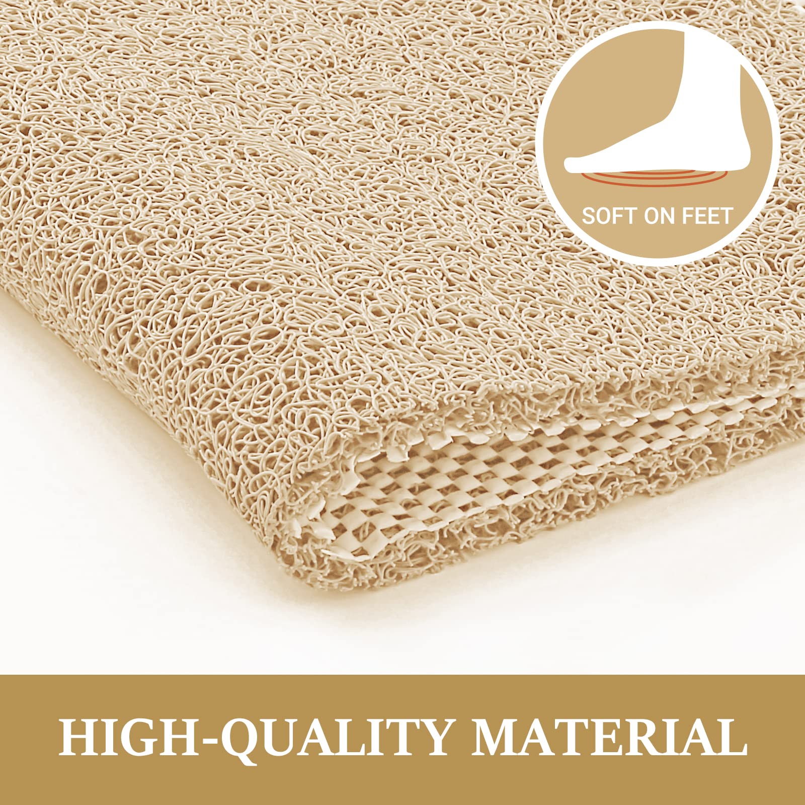 Luxstep Shower Mat Bathtub Mat,47X16 Inch, Non-Slip Bath Mat With Drain, Quick Drying Pvc Loofah Bathmat For Tub,Shower,Bathroom