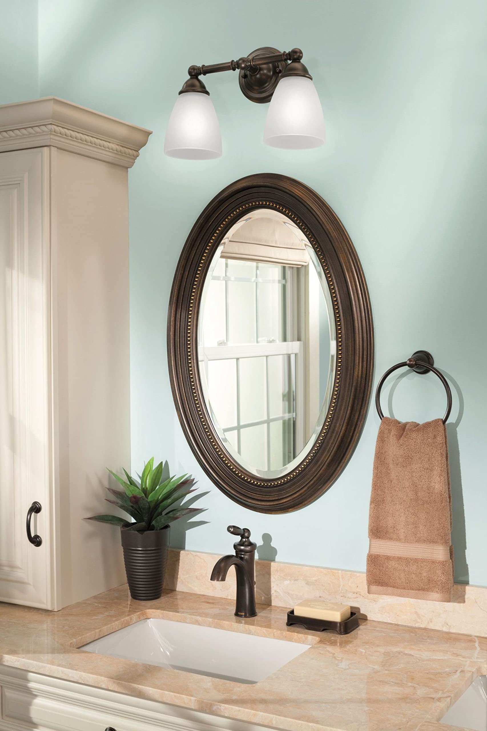 Moen Yb2286Orb Brantford Collection Traditional Single Post Bathroom Hand Towel Ring, Oil-Rubbed Bronze