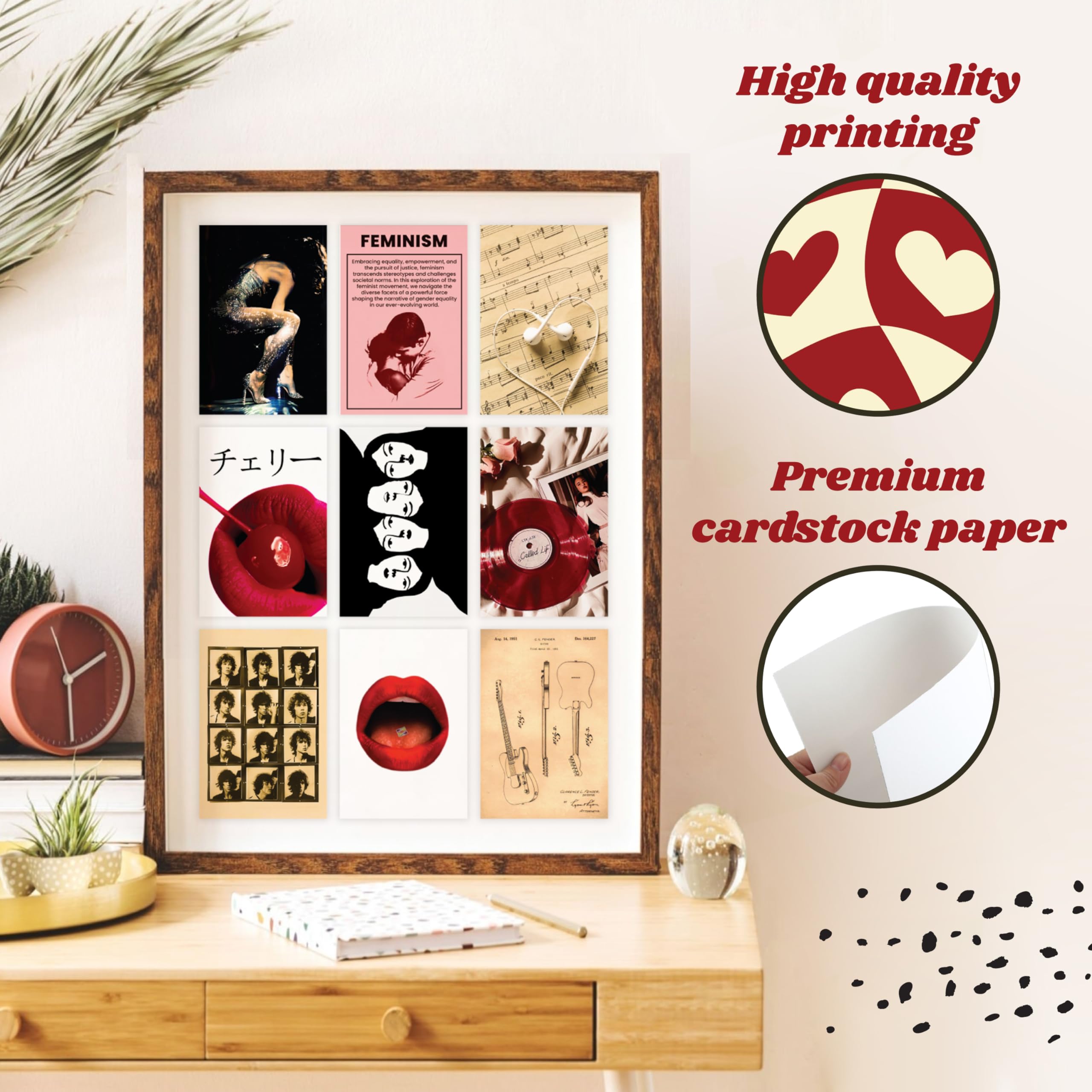 97 Decor Downtown Girl Room Decor Posters - 40 Pcs Downtown Girl Aesthetic Wall Collage Kit, Retro Y2K Room Decor, Dark Red Coqu