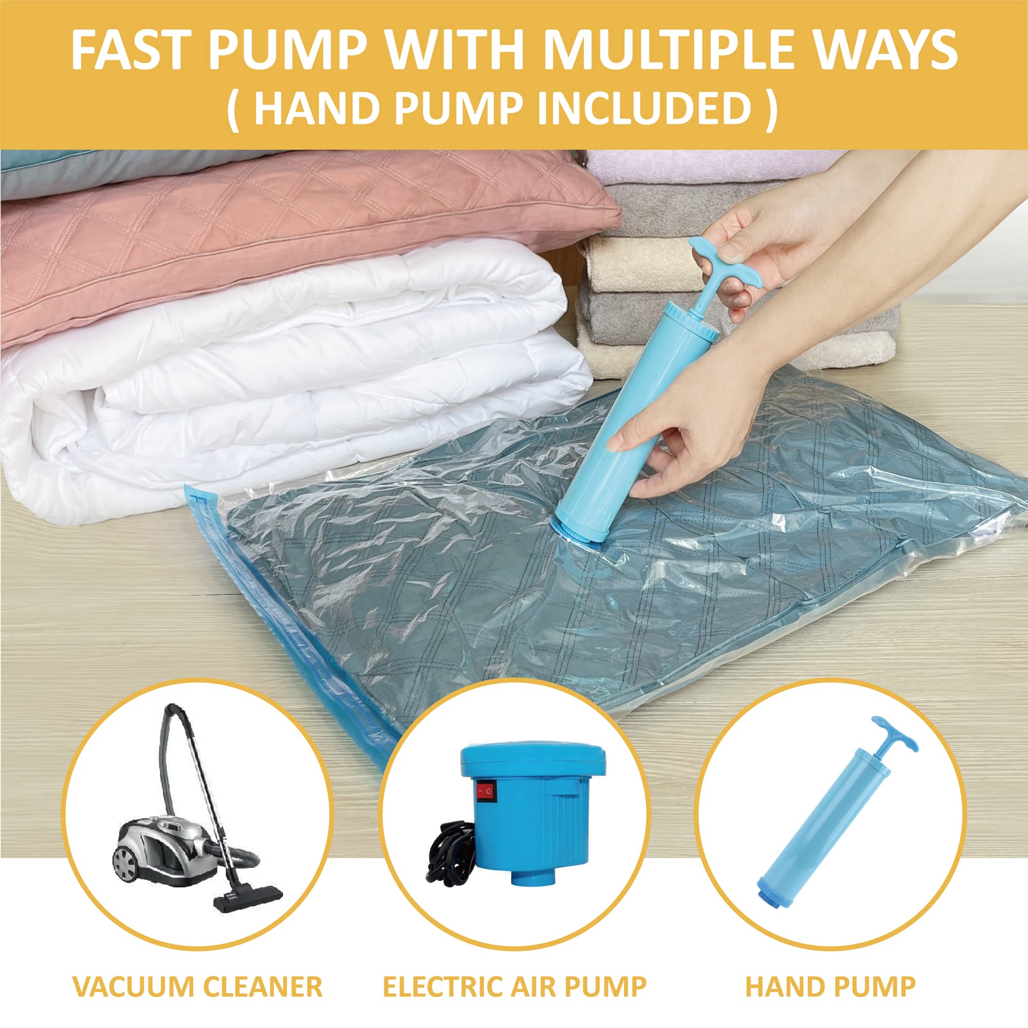 Roomimaster Vacuum Storage Bags, 10 Medium Space Saver Bags, Transparent, Vacuum Seal for Clothes & Bedding, Durable PA+PE Material