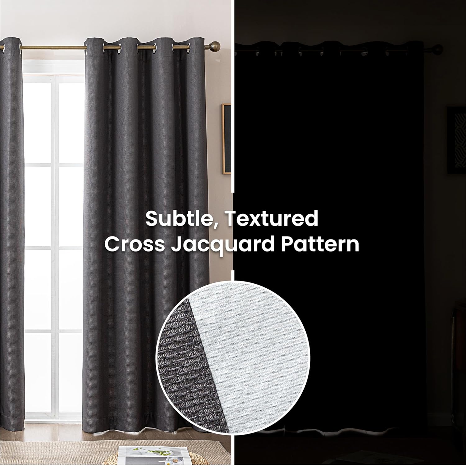 Printed Modern Farmhouse Blackout Curtains for living Room - Dark Gray