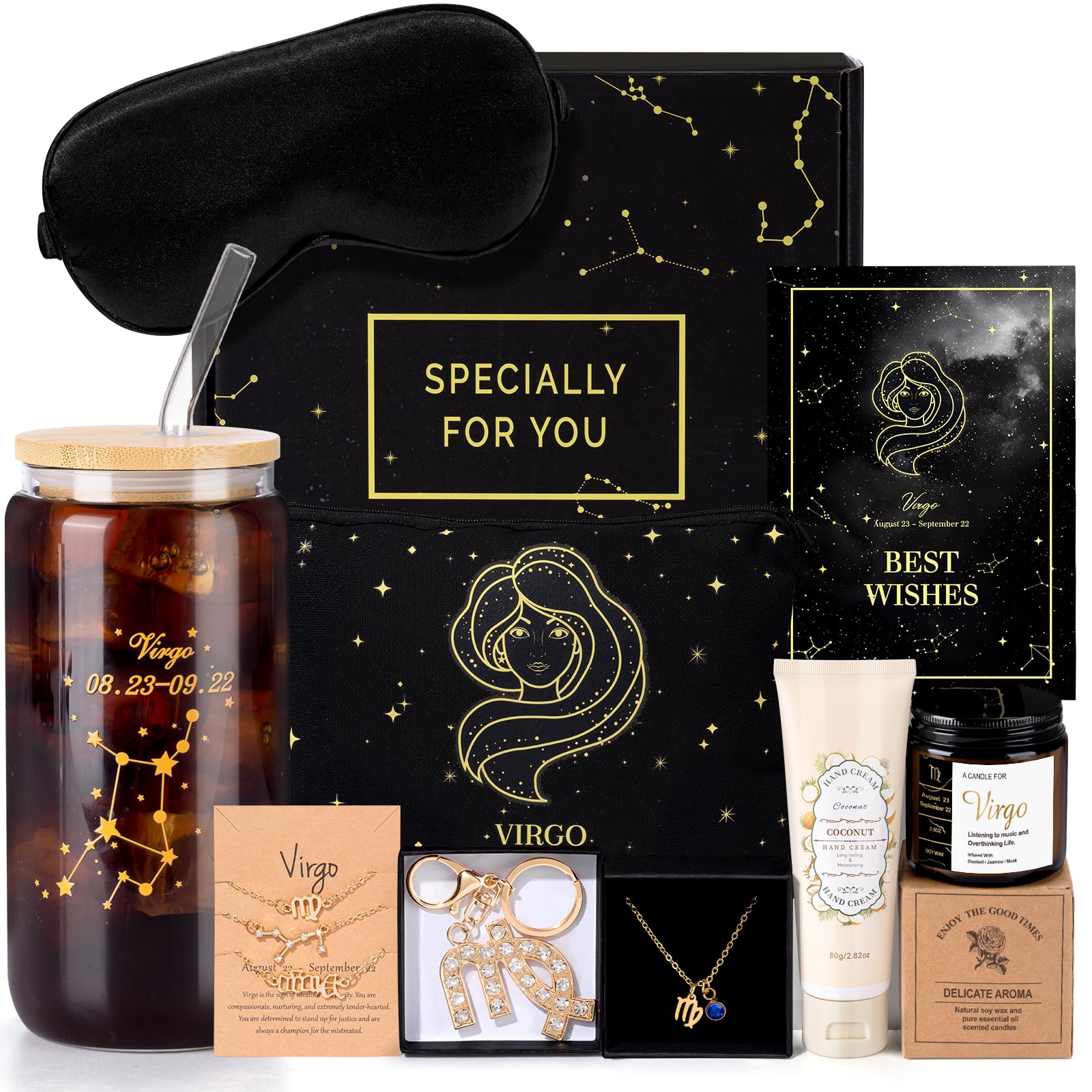 14PCS Virgo Birthday Christmas Gifts for Women, Virgo Astrology Gifts for Women Bakets, 12 Zodiac Gifts for Woman Friends Female