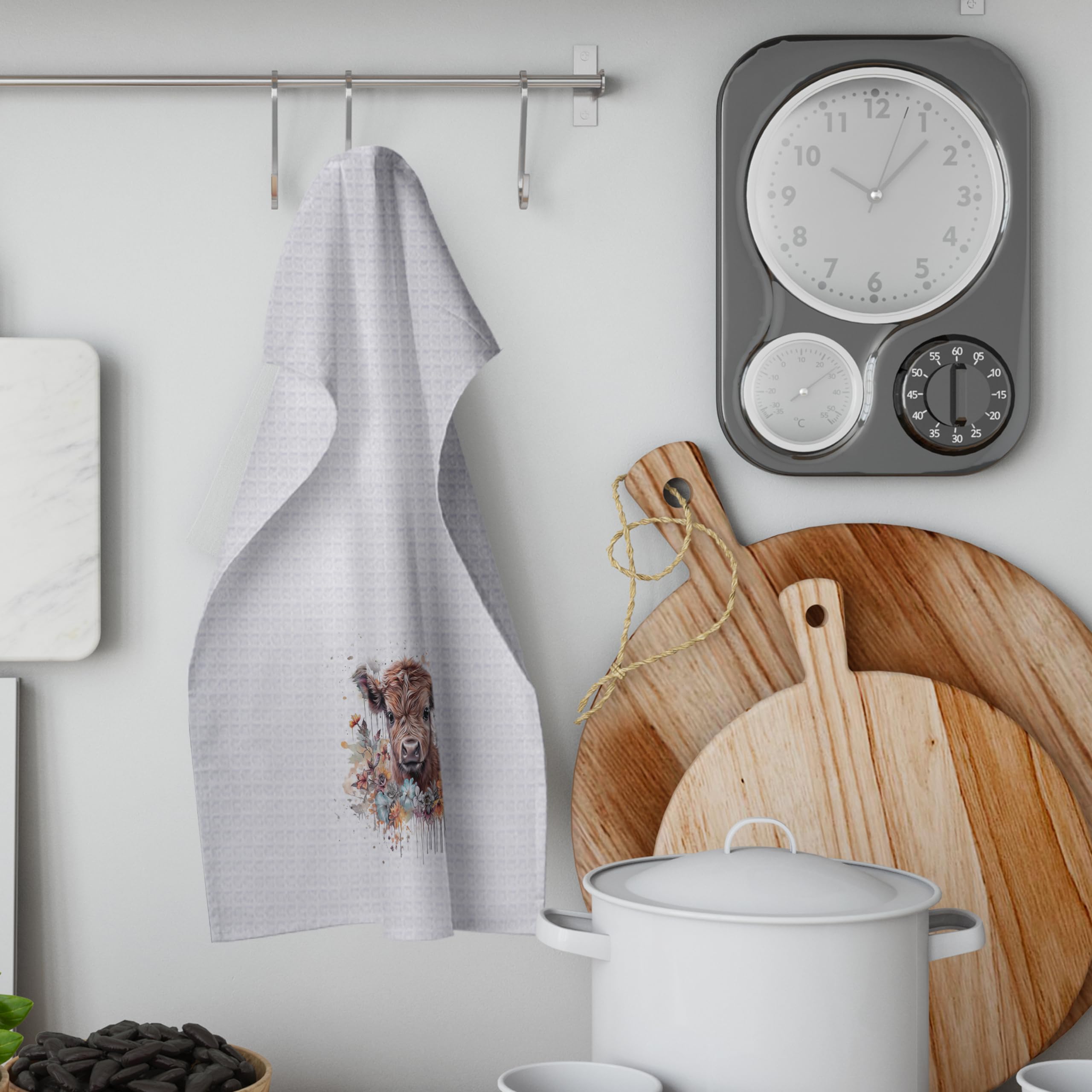GCFET Highland Cow Waffle Decorative Dish Towels - 16x24, Highland Cow Gifts Hand Tea Towels for Bathroom Kitchen