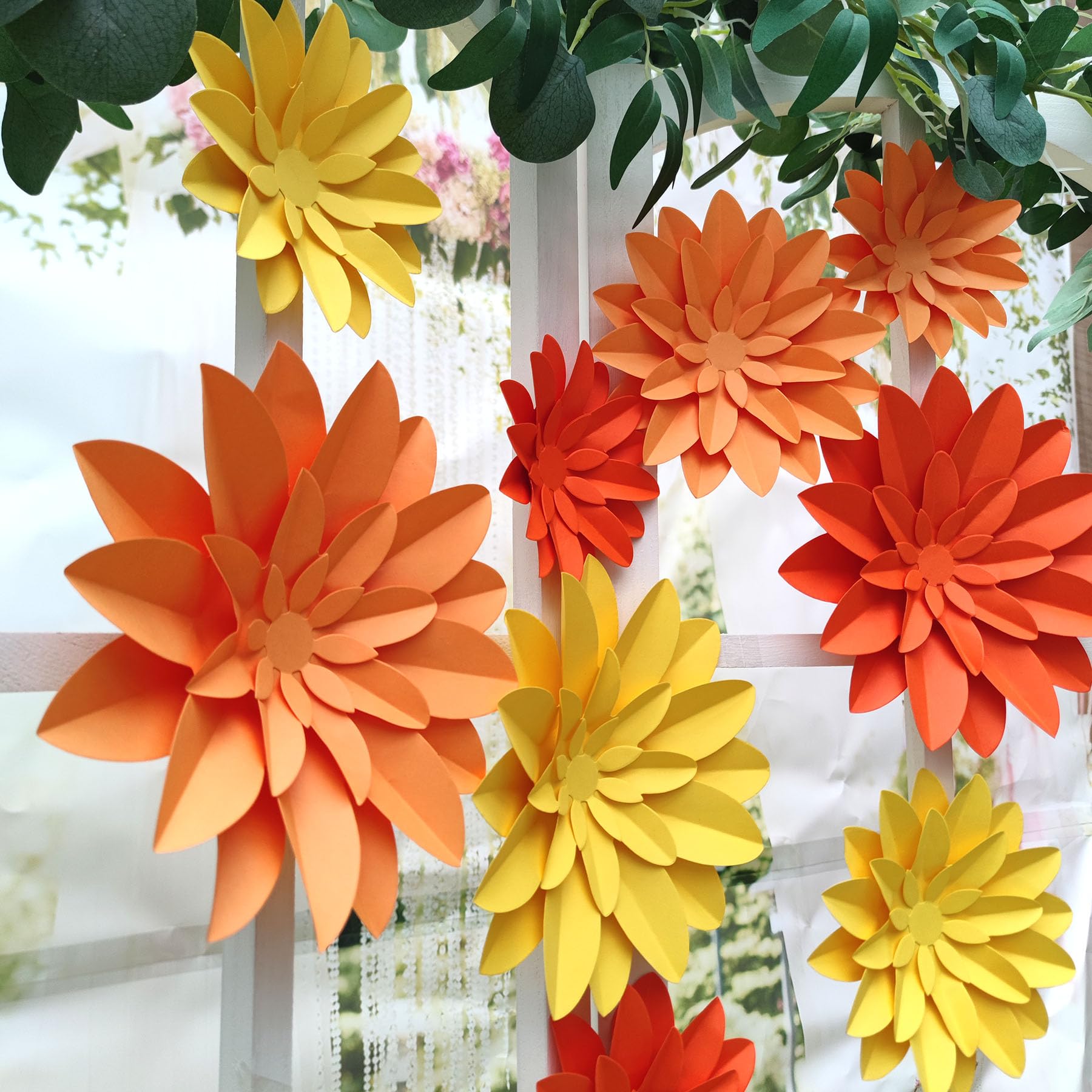 Mybbshower Orange Flower (9 inch-6 inch) for Fall Autumn Thanksgiving Harvest Party Wall Wedding Backdrop Bridal Shower Centerpi