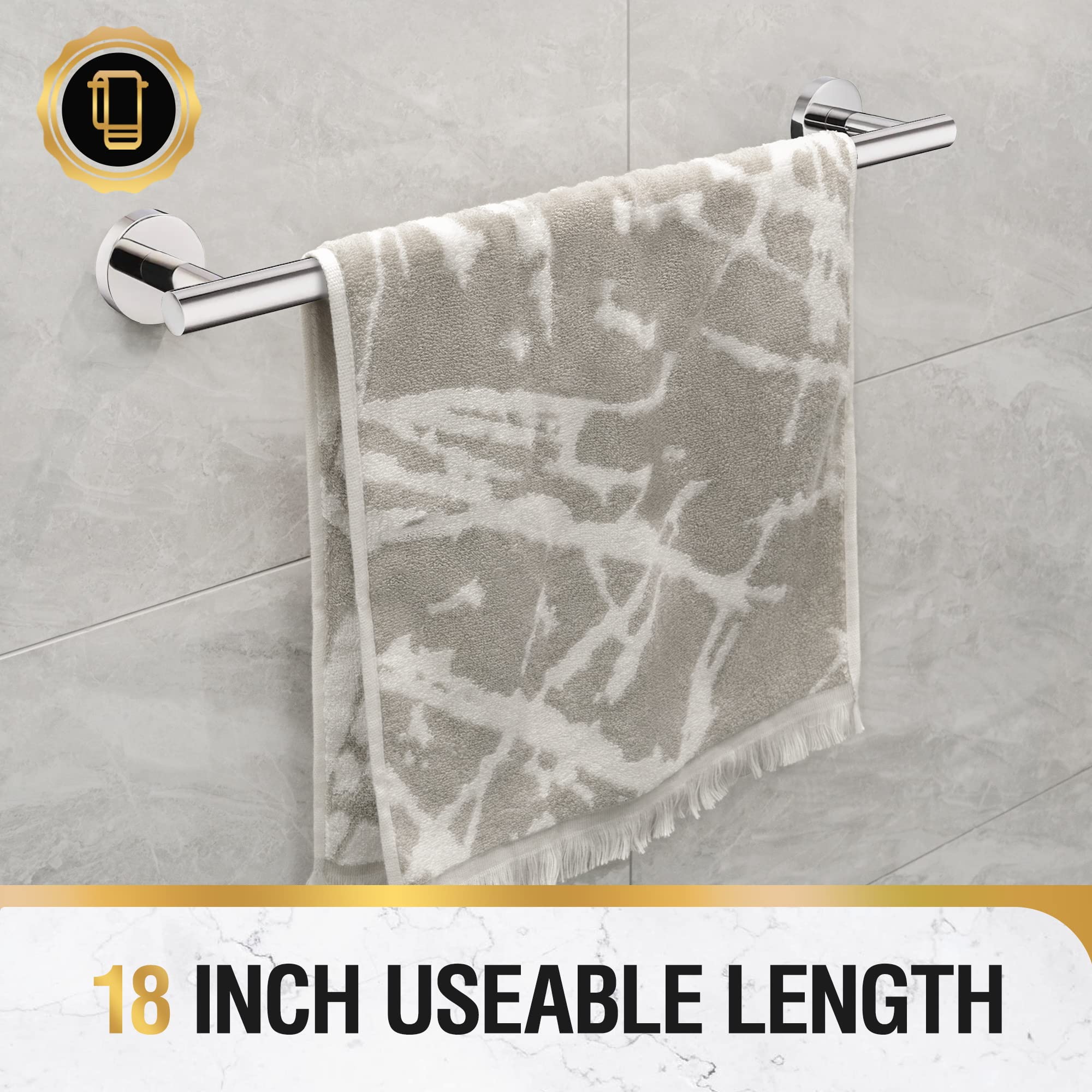 Hitslam Chrome 19.8 Inch Towel Bar For Bathroom, Sus304 Stainless Steel Bathroom Towel Rack Wall Mounted, Modern Home Decor Bath