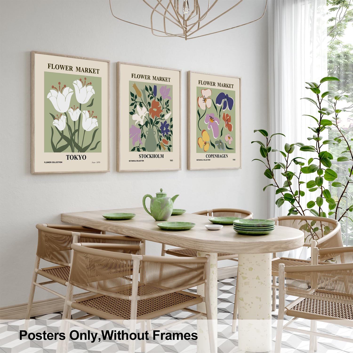XBYGIMI Sage Green Flower Market Poster Set of 6  Abstract Flower Market Prints for Wall Decor  Gallery Aesthetic Room Wall Art Vintage Colorful Floral Wall Art for Living Room Bedroom(8x10inch