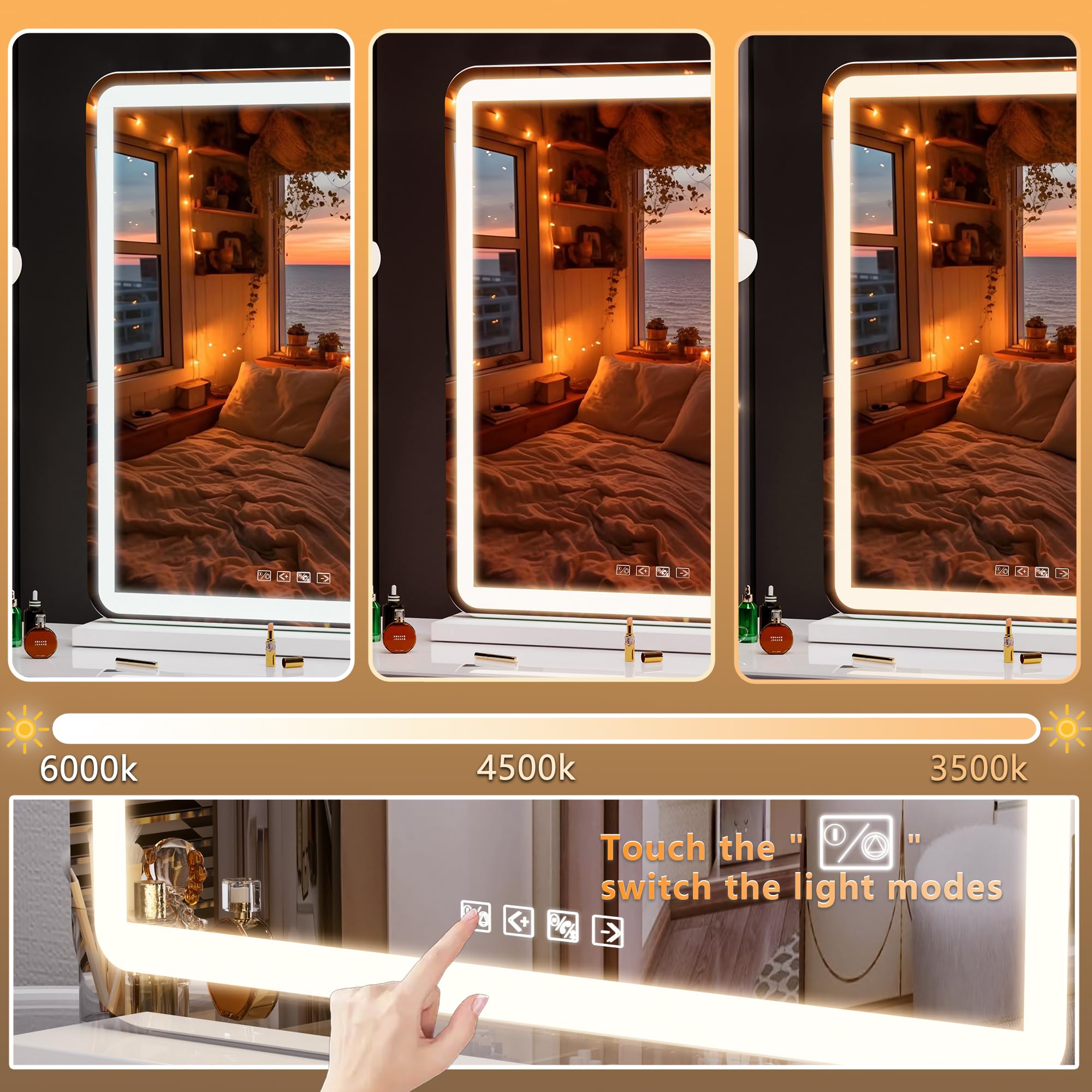 Hasipu Vanity Mirror With Lights And Bluetooth Speaker, 20'' X 25'' Led Makeup Mirror, Light Up Mirror With 10X Magnification An