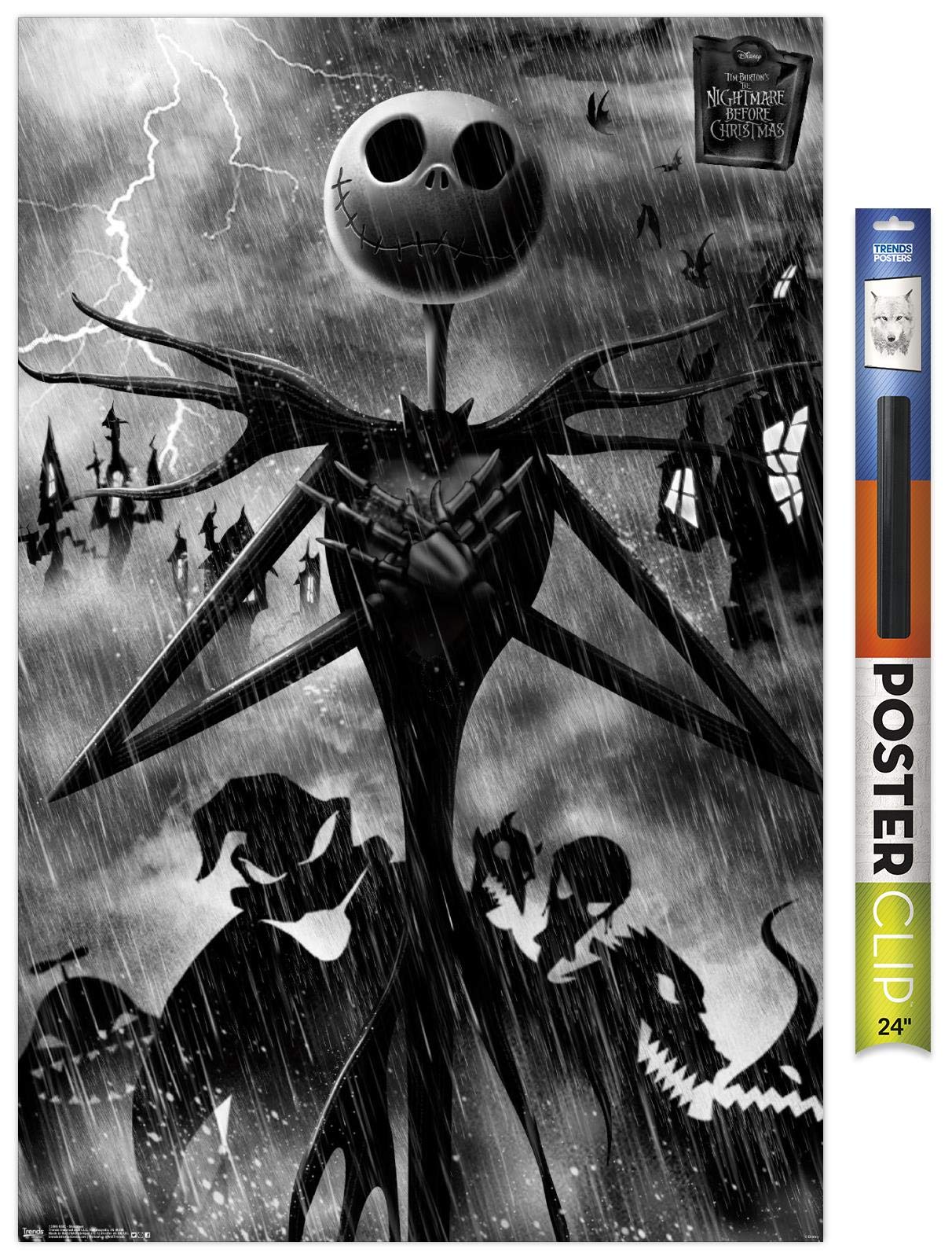 Trends International Disney Tim Burton'S The Nightmare Before Christmas-Shadows Wall, 22.375'' X 34'', Premium Poster & Clip Bun