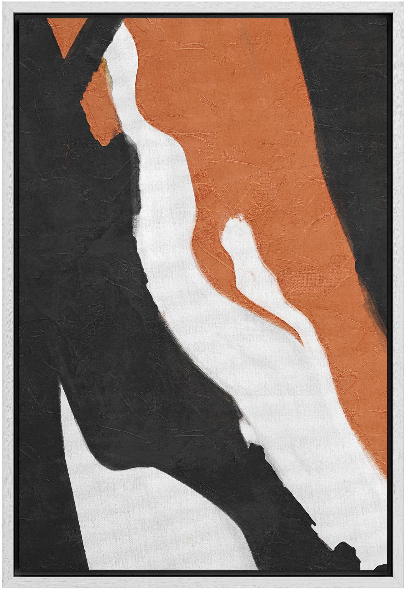 Ashbrook Framed Canvas Print Wall Art Orange Black Paint Stroke Landscape Abstract Shapes Illustrations Modern Art Contemporary