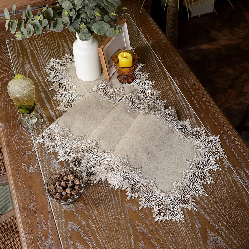 Artable Grey Table Runner Coffee Farmhouse Rustic Macrame Dresser Scarf Lace Small Table Runners For Kitchen Home Outdoor Picnic