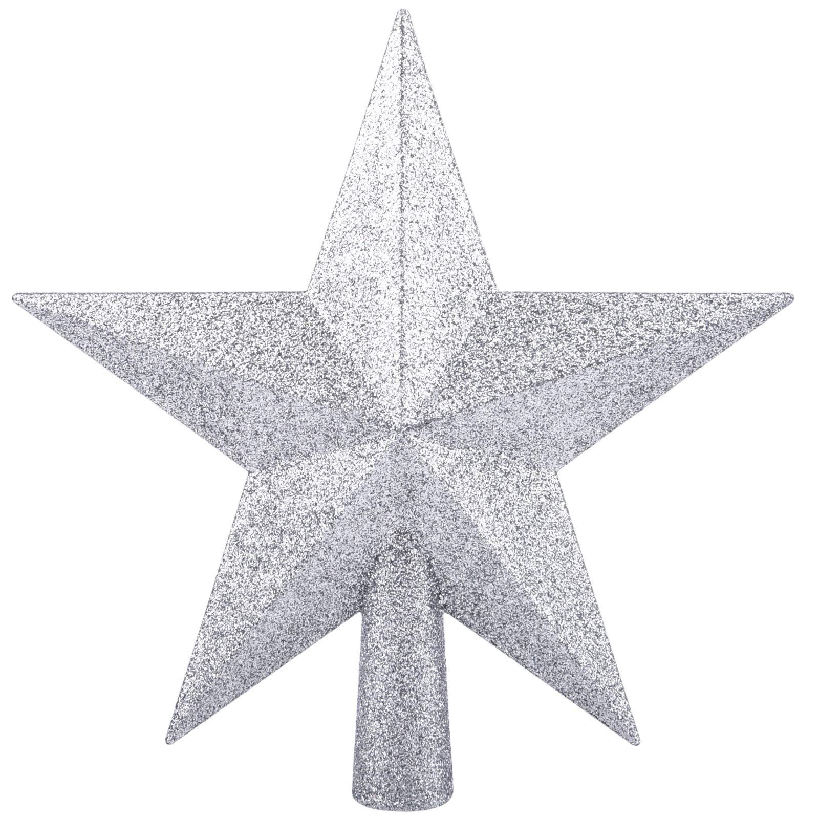 Livder 8 Inches Christmas Tree Top Crown Glitter Star Decoration (Silvery)