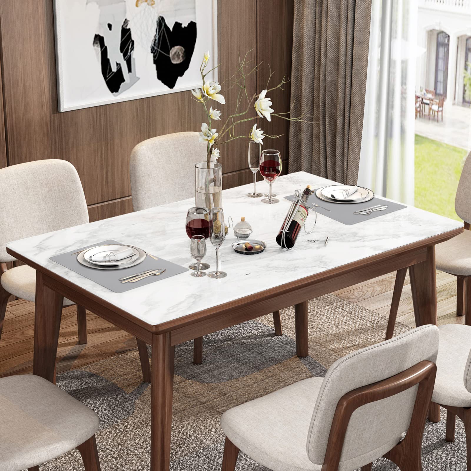 Vinjiasin Leather Placemats Set Of 4 Grey Placemats For Dining Table Waterproof Wipeable Heat Resistant Place Mats Durable Easy