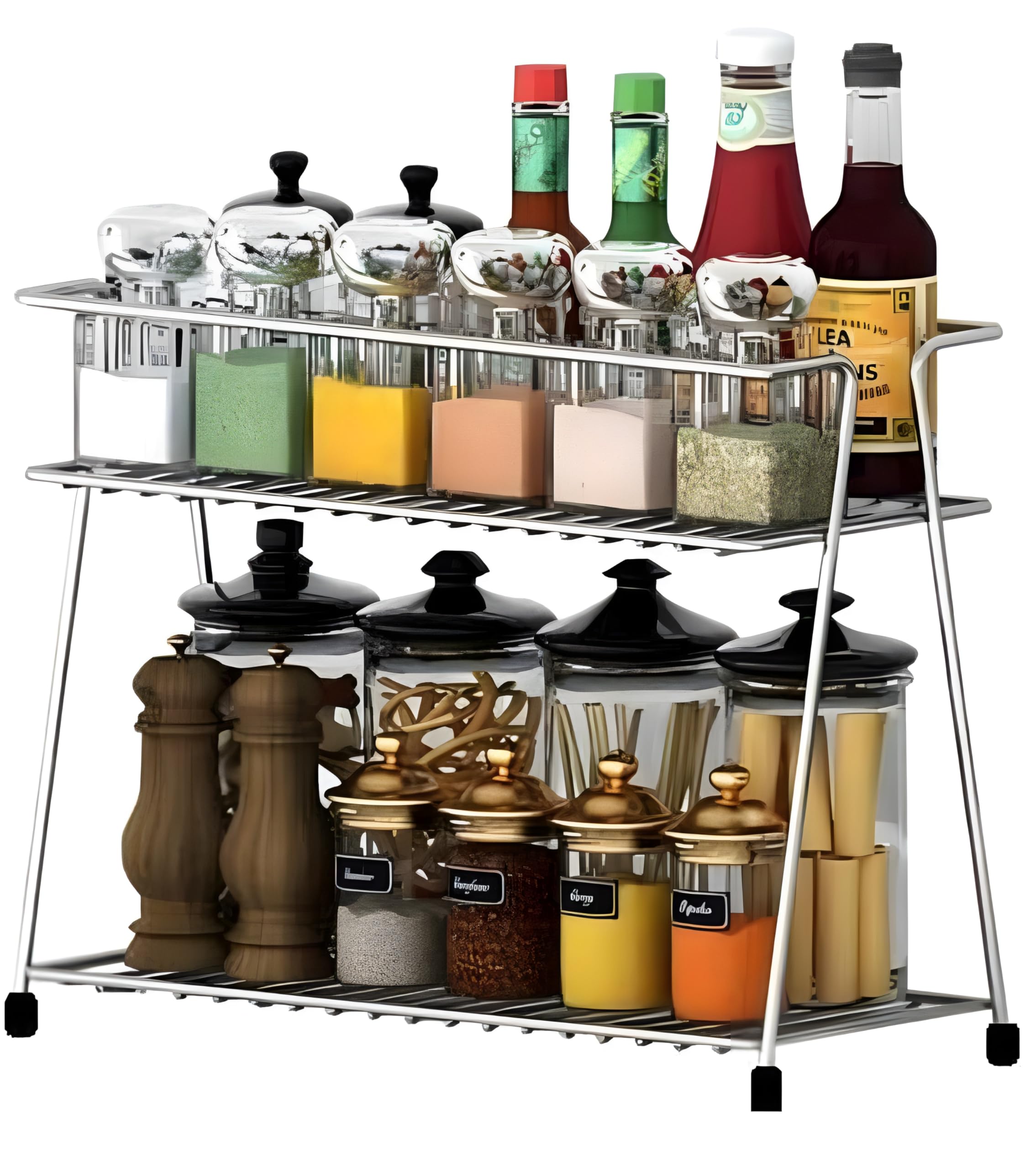 Gridkitchen Spice Rack Masala Rack Set Big Spice Container Seasoning Kitchen Storage Organization Turntable Condiment Stand Revo