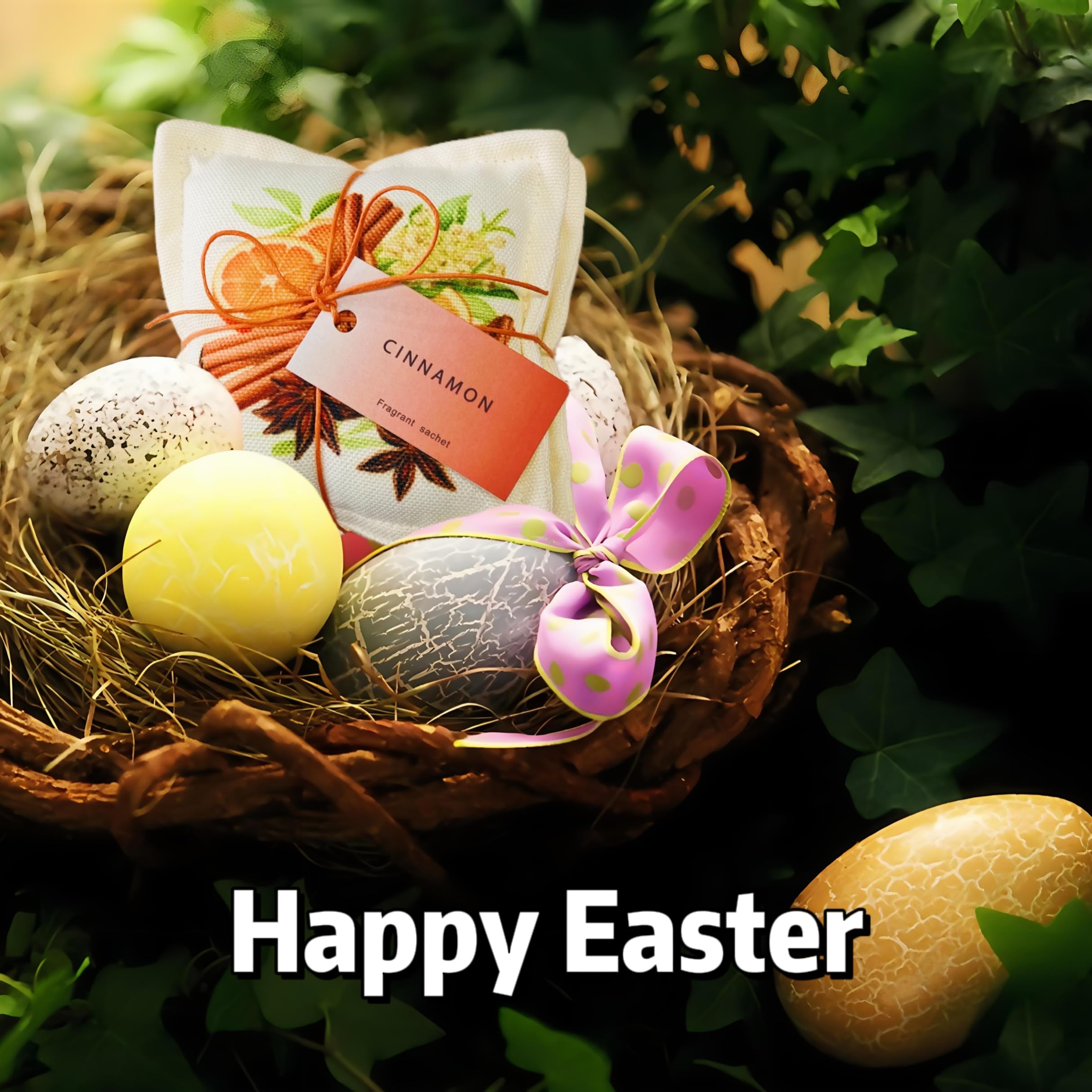 AUCUDA Easter Cinnamon Scented Sachet Bags for Drawers and Closets Decorations, Potpourri Packets for Women Clothes Storage, Spr