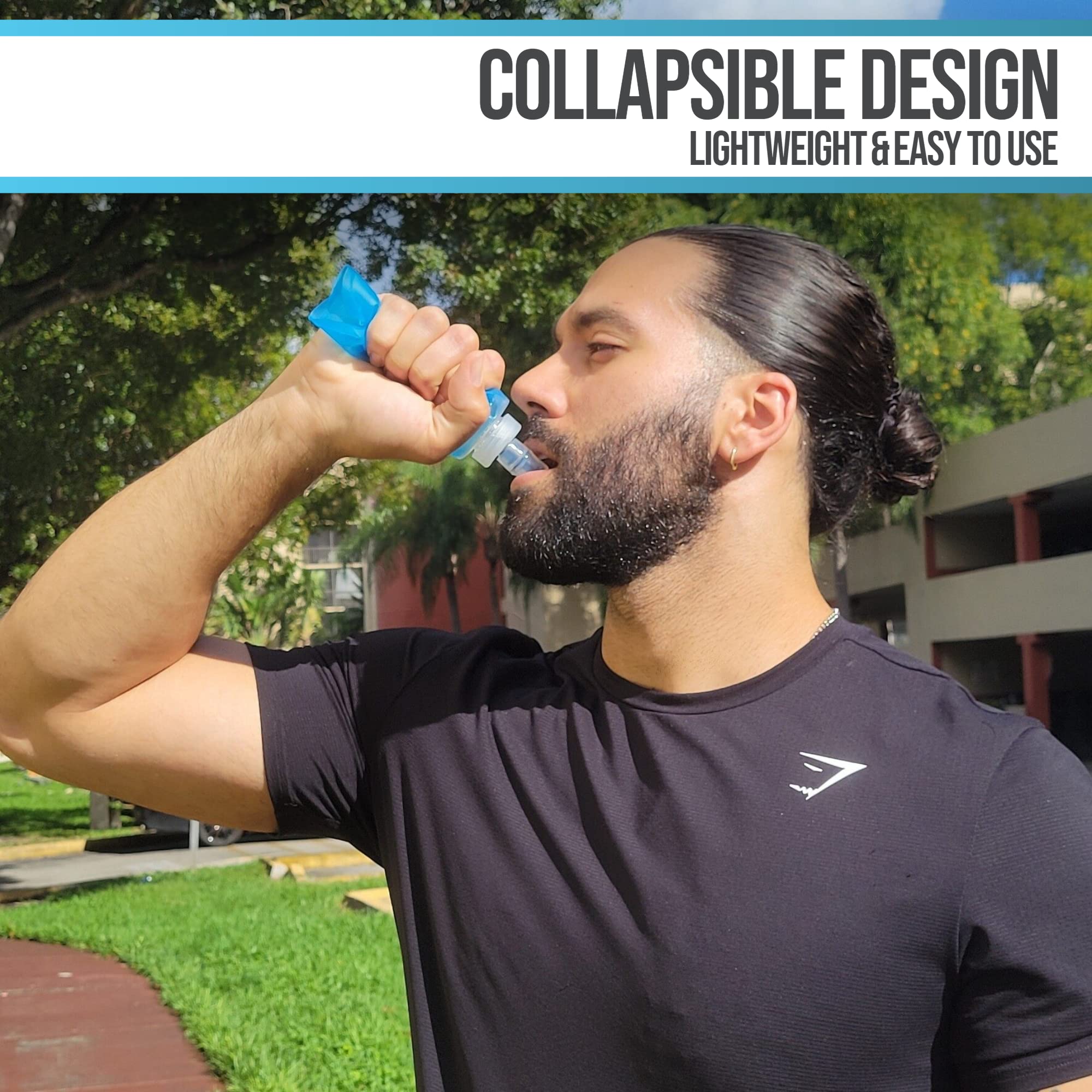 Running Water Bottle Hand Held- Flexible Running Bottle| Collapses As You Drink, Soft Flask Running Bottles, Handheld Water Bott