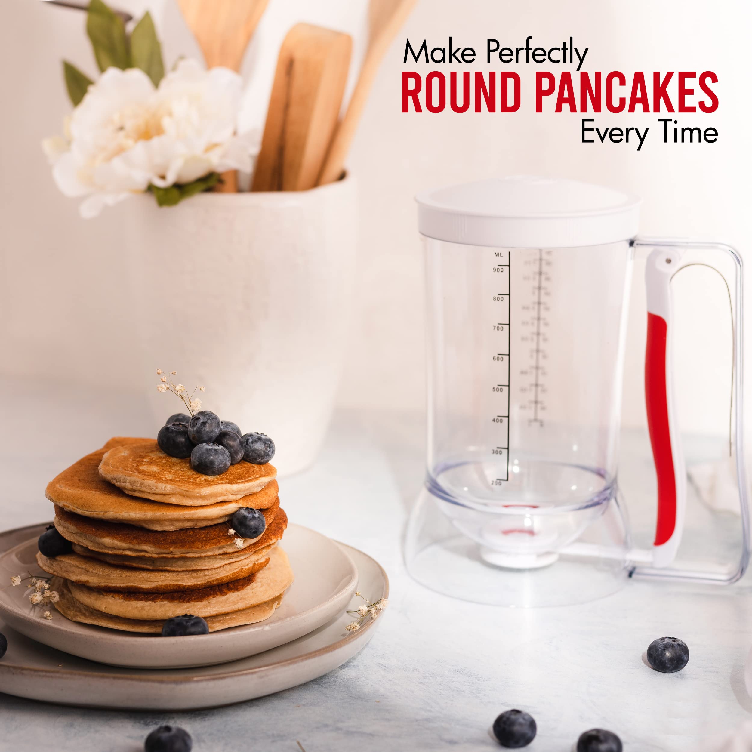 Dalup Enterprises Kid Friendly Mess Free Pancake Cupcake Batter Dispenser Squeeze Handle For Precise Portion Control, Great For