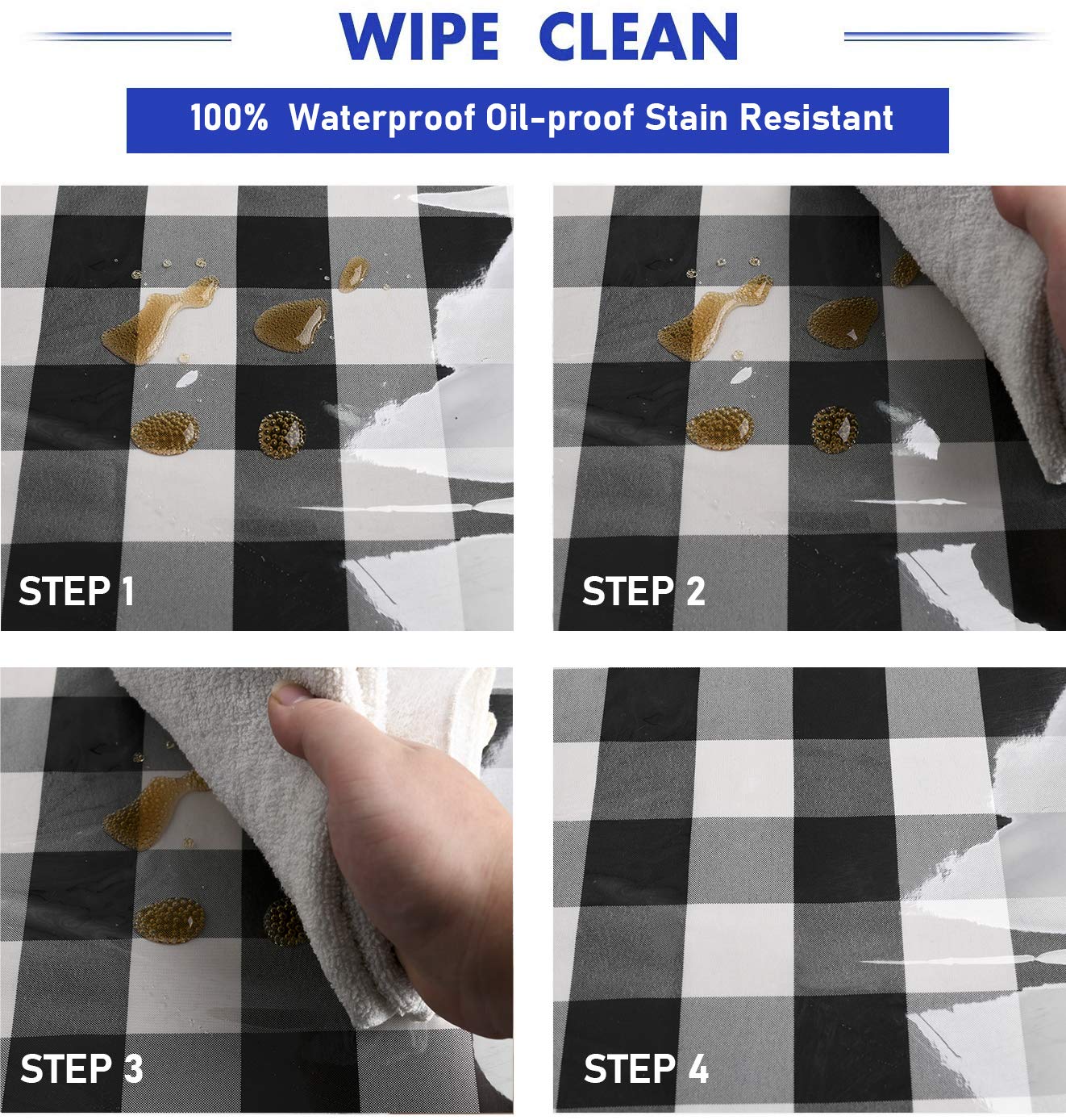 Hiasan Clear Plastic Tablecloth Rectangle - 100% Waterproof Oilproof Stain Resistant Wipeable Transparent Vinyl Table Cloth Prot