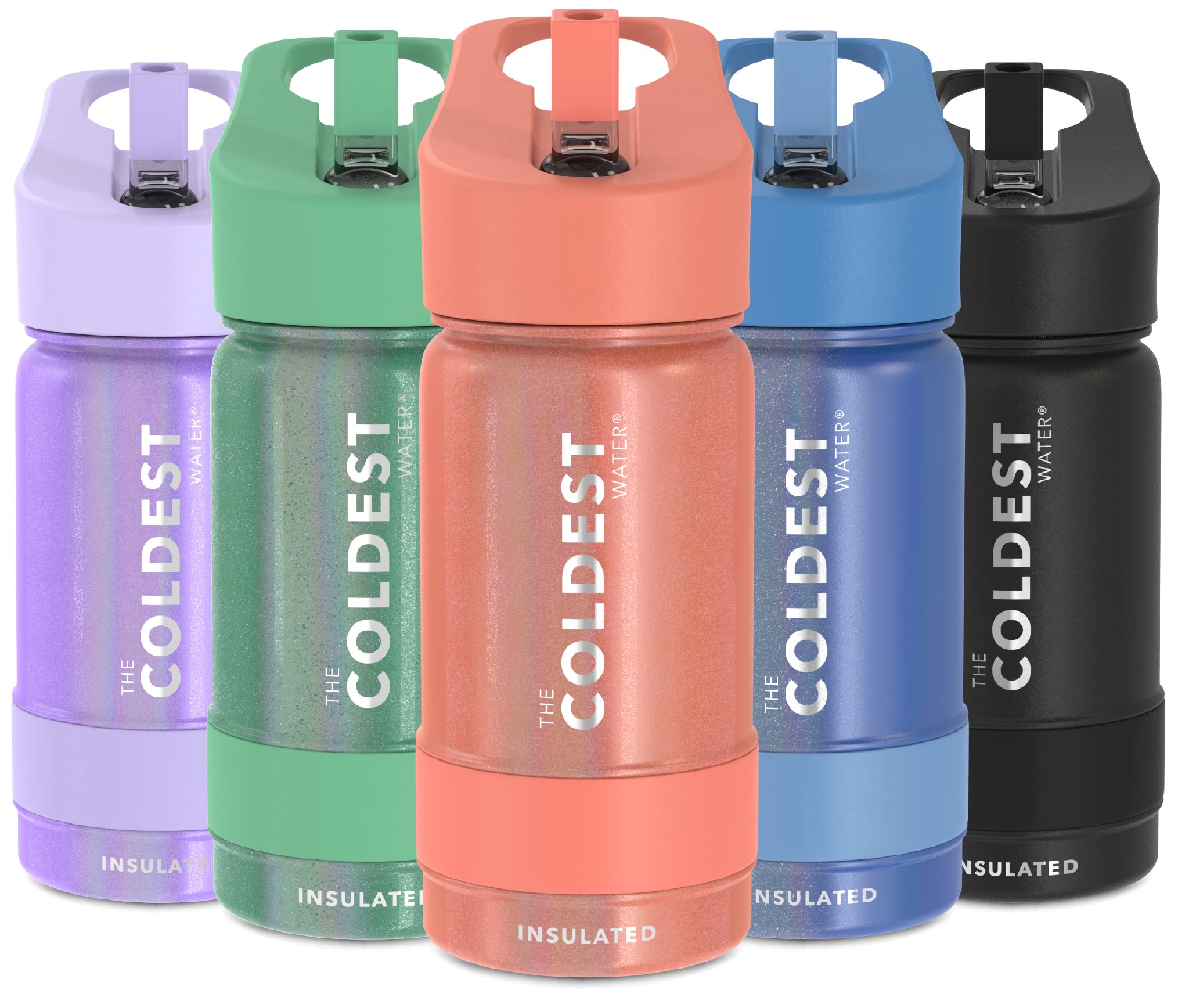 Coldest Sports Water Bottle - Straw Lid Bottle With Handle Leak Proof, Vacuum Insulated Stainless Steel, Double Walled, Thermo M
