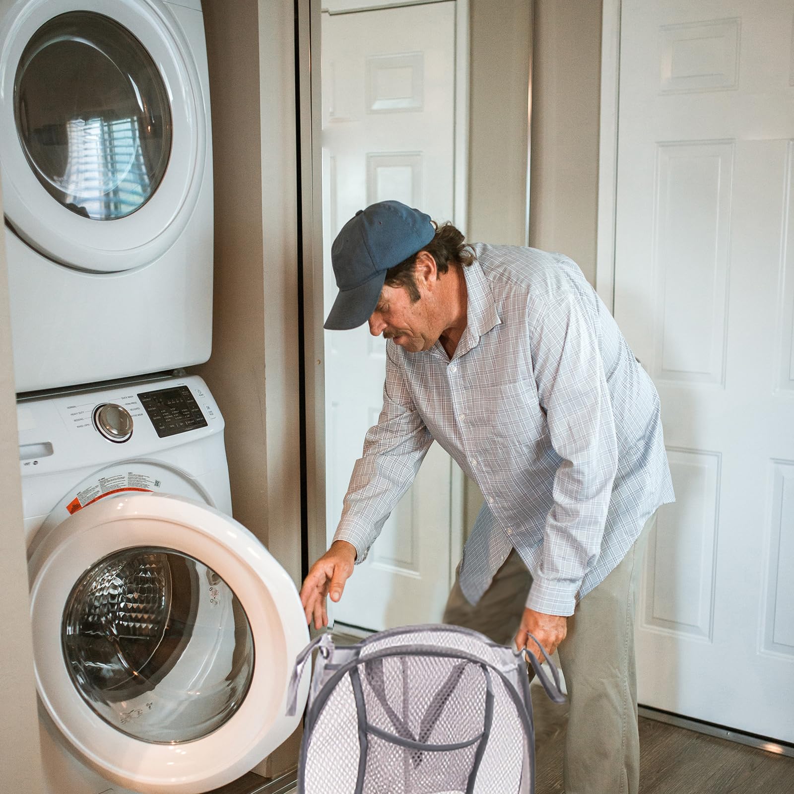 Buyongwant Collapsible Pop Up Laundry Hamper, Mesh Foldable Laundry Basket, Extra Large - 28'' X 16'' X 16'' (Grey)