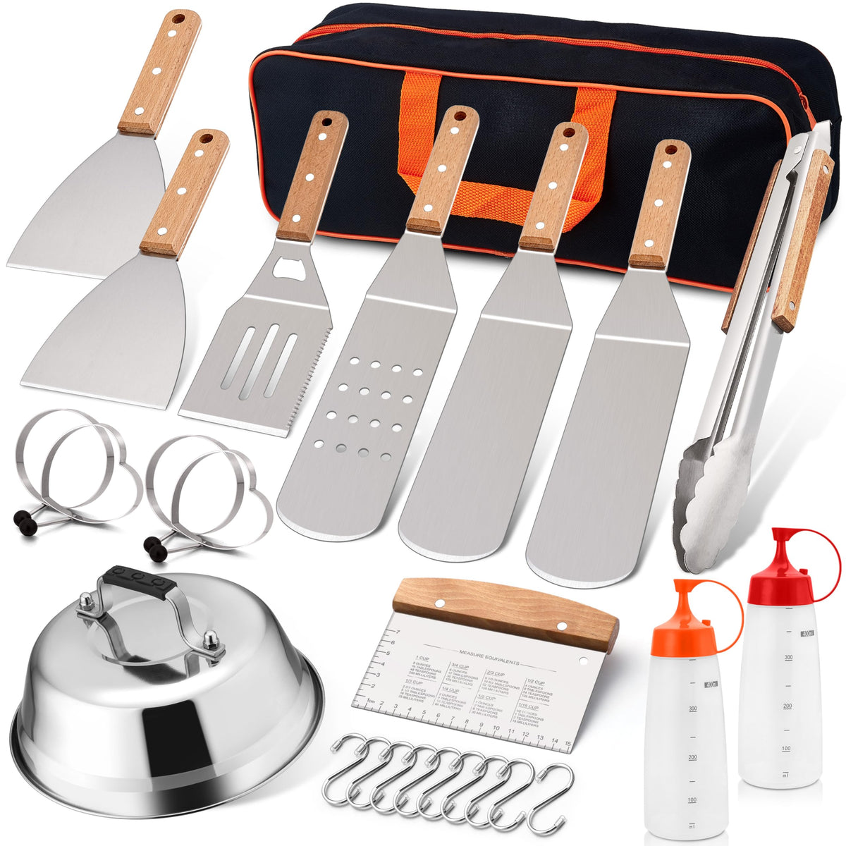 28 Pcs Griddle Accessories Kit, Leonyo Heavy Duty Stainless Steel Griddle Accessories-Perfect Flat Top Grilling Accessories, Pro