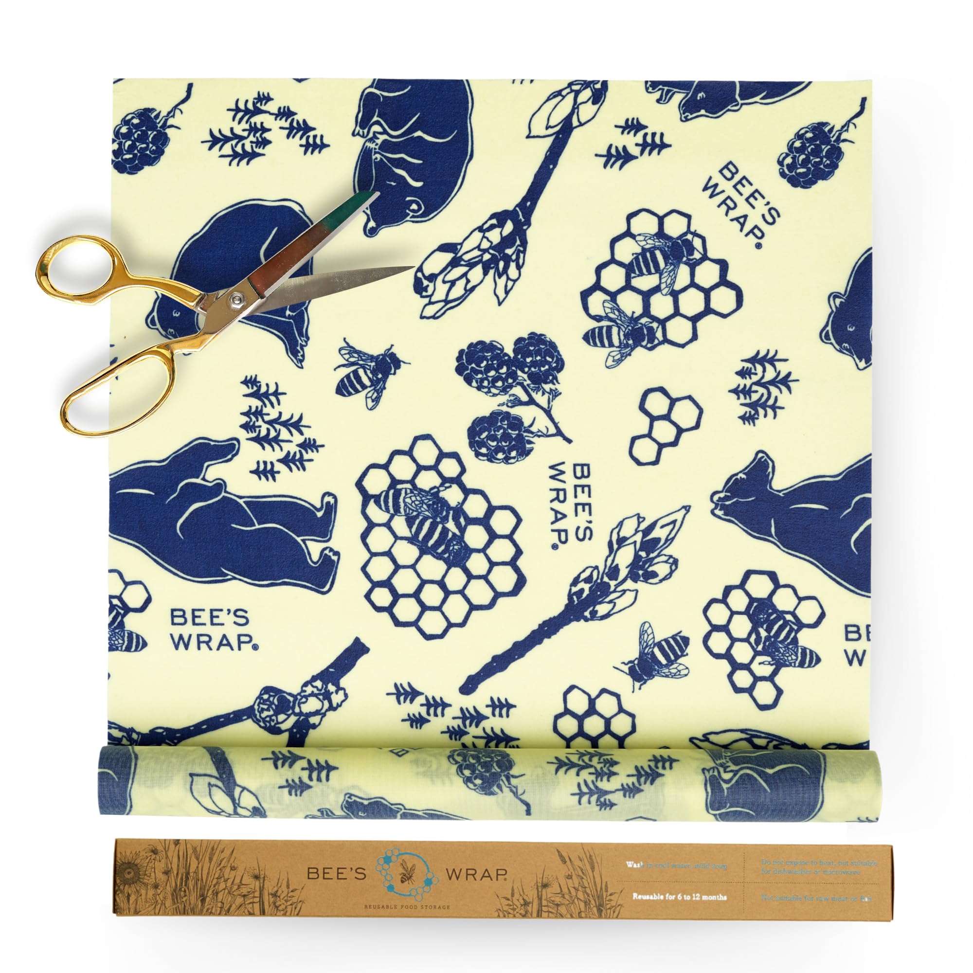Bee'S Wrap Reusable Beeswax Food Wraps Made In The Usa, Eco Friendly Beeswax Food Wrap, Sustainable Food Storage Container, Orga
