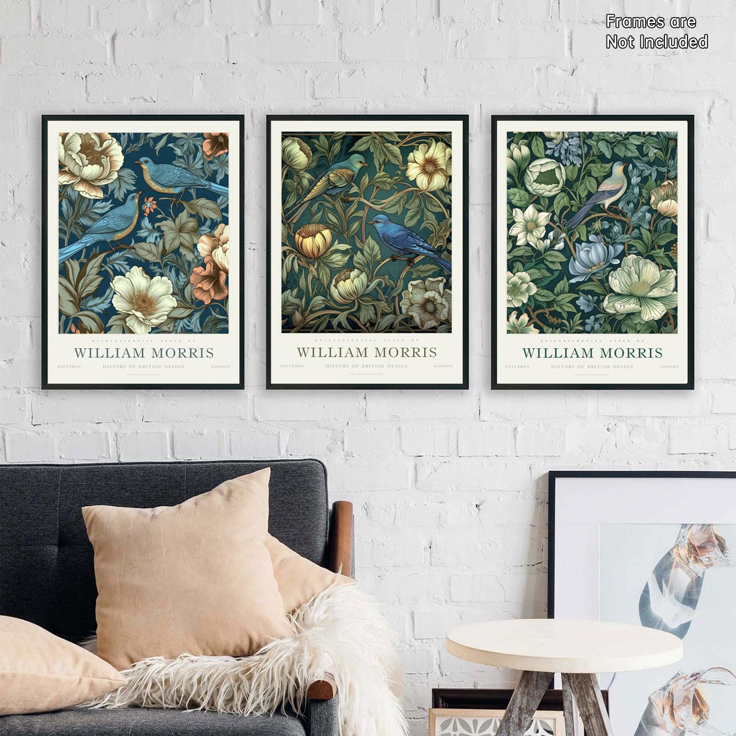 Djmwtb William Morris Wall Art Vintage Poster Prints Set Of 3 Botanical Bird Aesthetic Pictures Gallery Artwork Canvas Painting