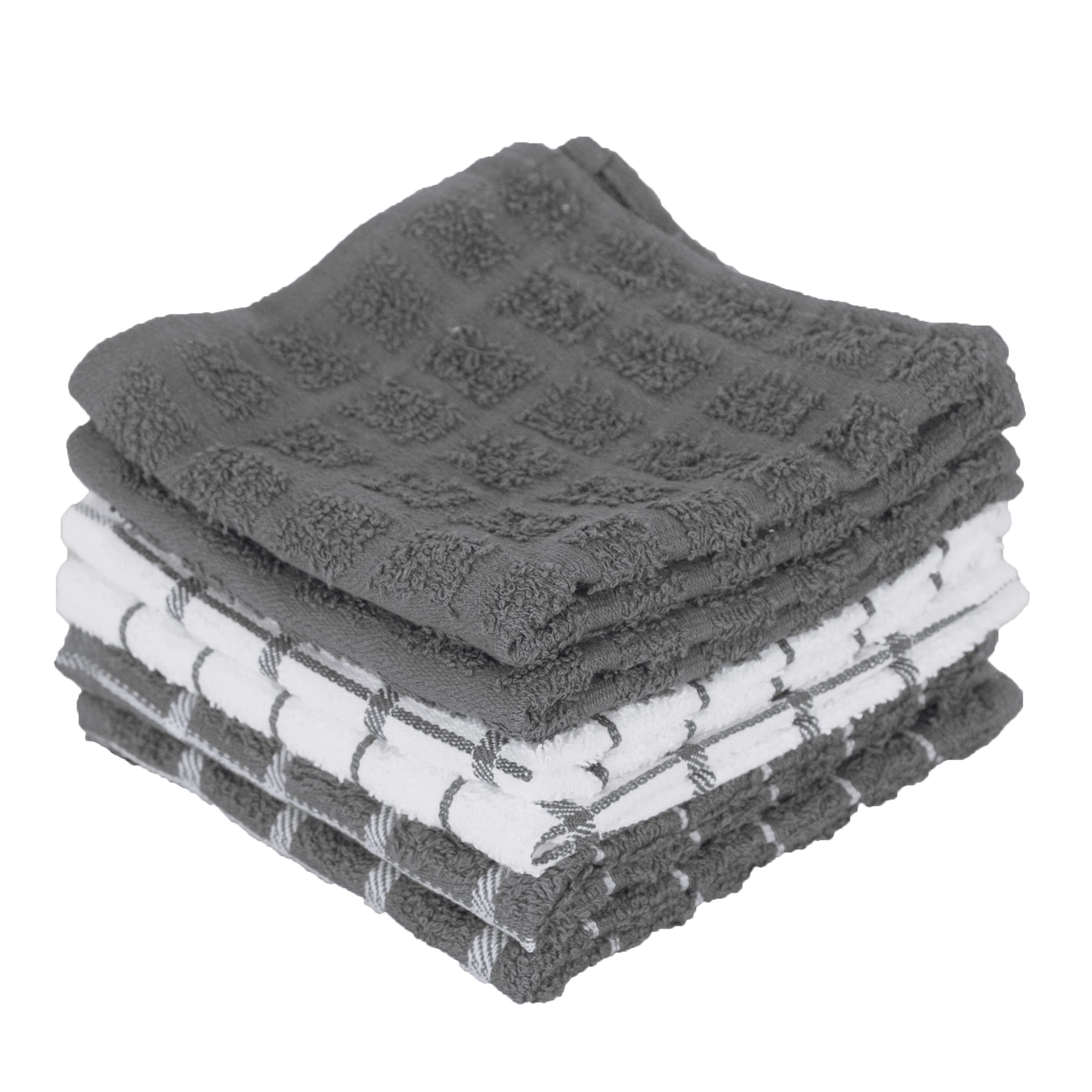 Ritz Terry Check Dish Cloth Set: Highly Absorbent & Super Soft - 100% Cotton, Durable Kitchen Cleaning Cloths For Wiping Tables