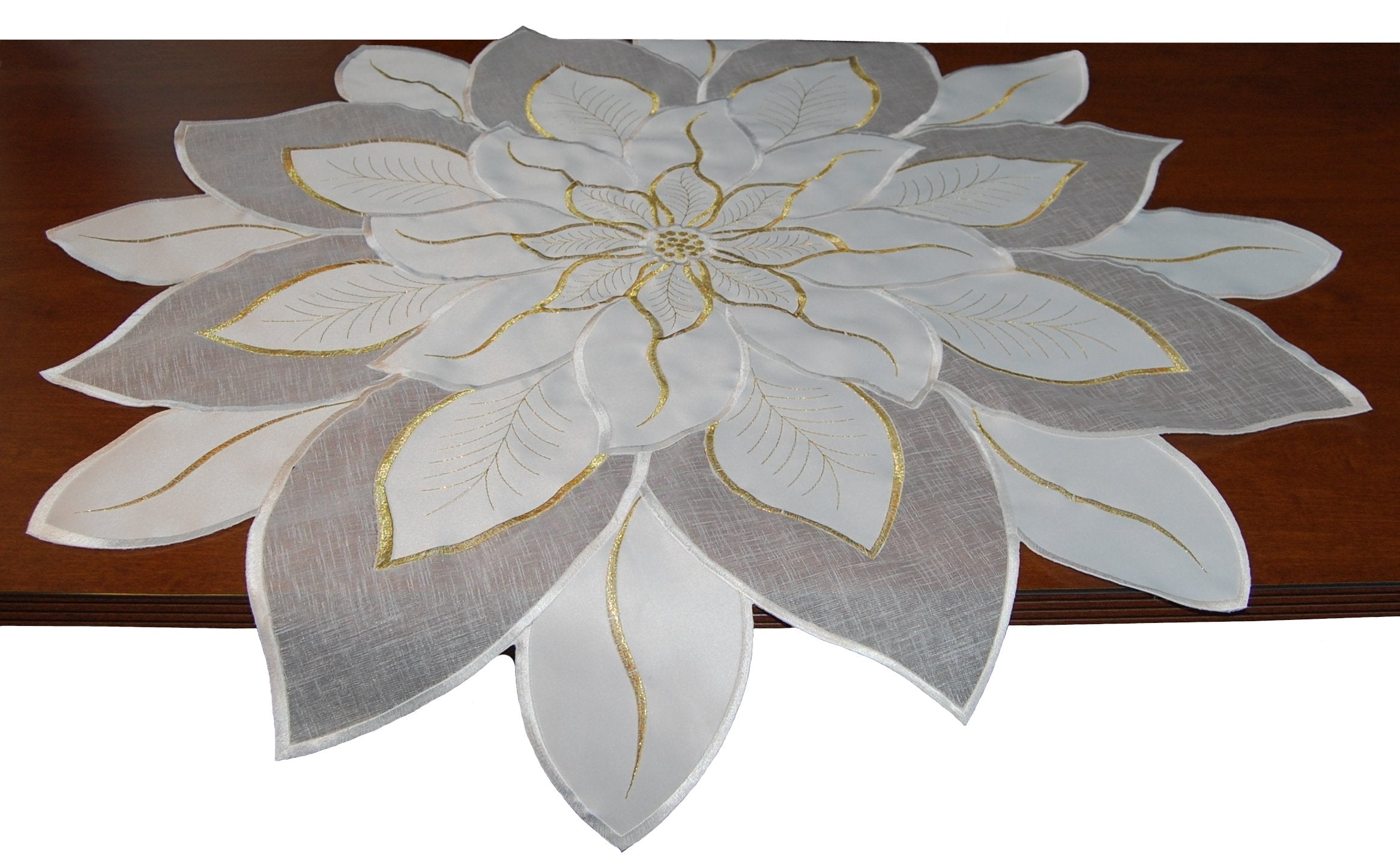 EcoSol Designs - Embroidered Small Tablecloth Topper, Elegant Table Throw Centerpiece for Round or Square Table, Ideal for Event