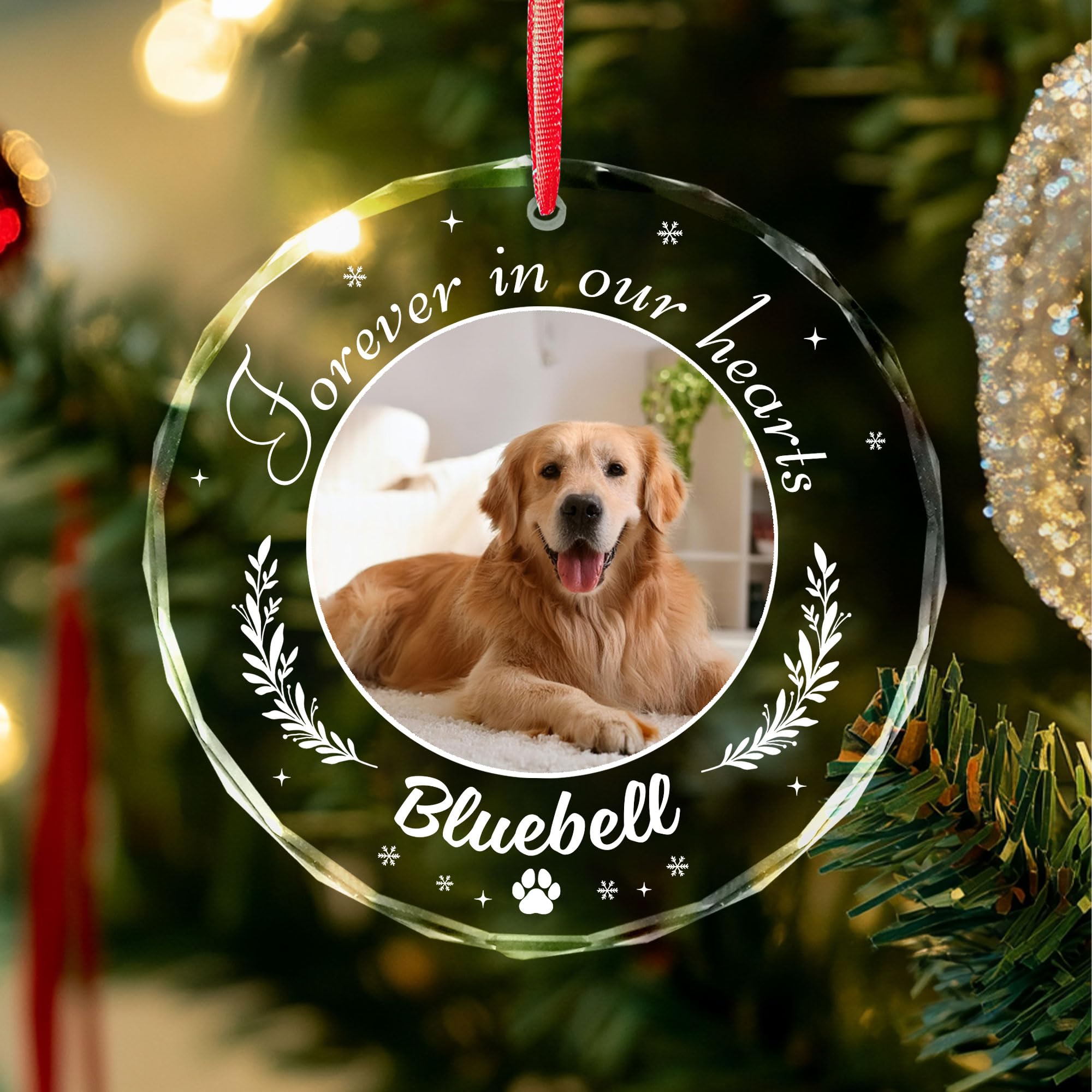 Dog Remembrance Ornaments Personalized 2025 - Pet Memorial Christmas Ornaments with Photo - in Loving Memory, Pet Loss, Dog Symp