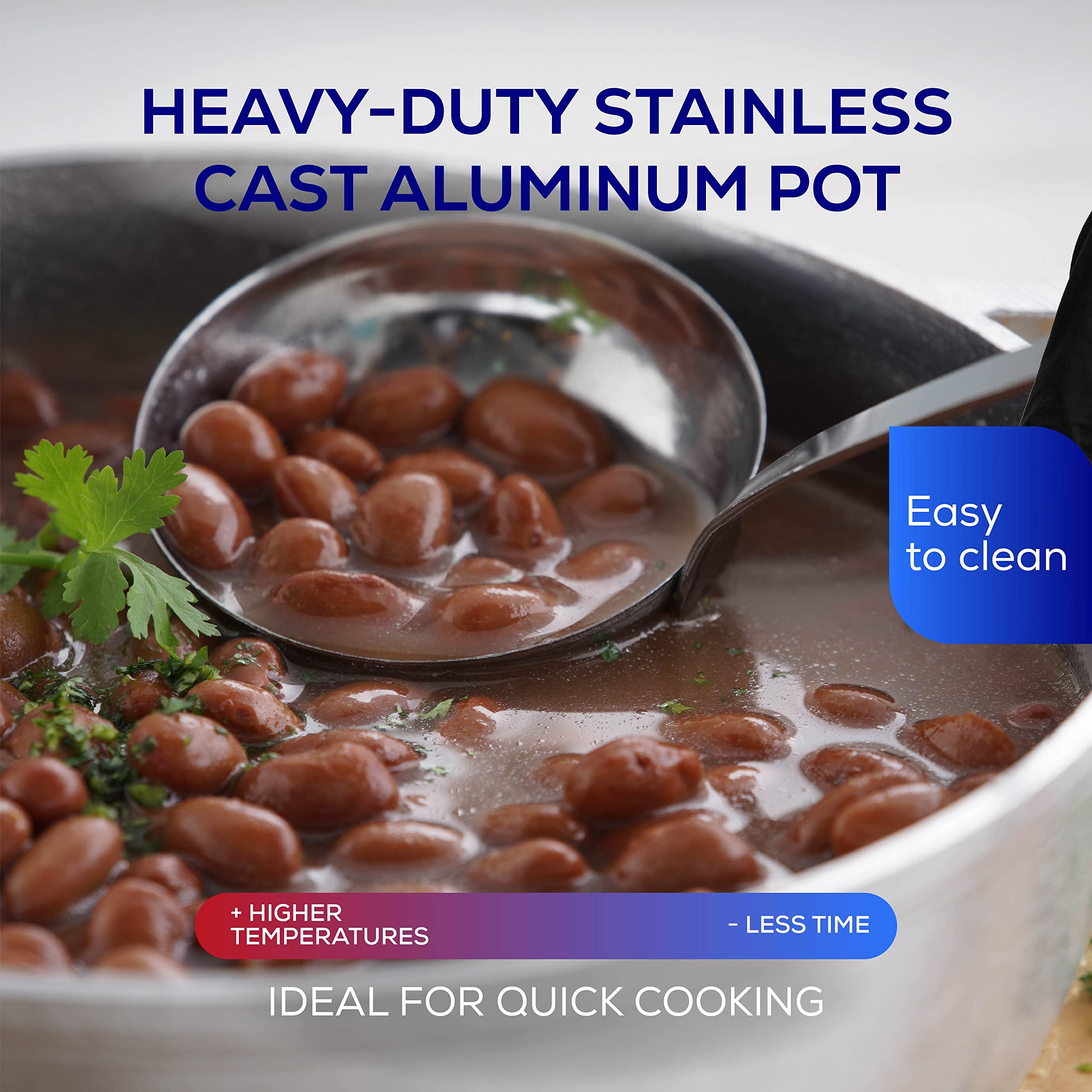 Universal 4.2Qt / 4L Cast Aluminum Caldero Rice Cooker 12 Cups - Even Heat Distribution Deep Fryer for Fast Cooking and Easy Cleaning  Ergonomic Handles Large Soup Pot  for French Fries  Stews