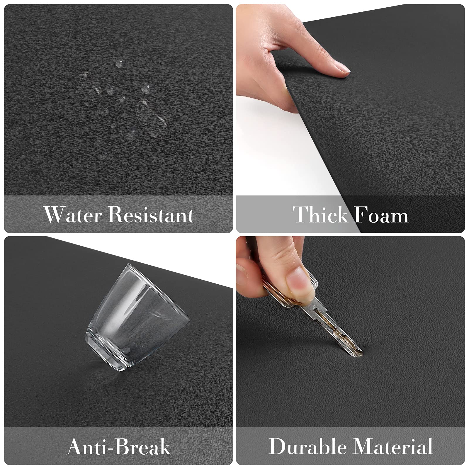 Happytrends 2 Pcs Kitchen Mat Cushioned Anti-Fatigue Floor Mat, Heavy Duty Ergonomic Comfort Foam Standing Mat, Waterproof Non-S