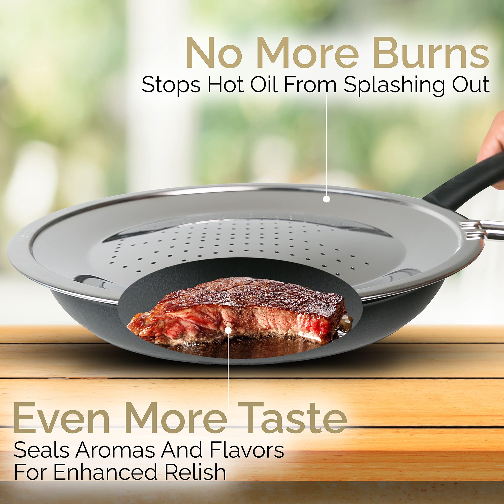 Lucete Stainless Steel Splatter Screen 11'' - Hot Grease Splatter Screen For Frying Pan - Oil Splash Guard - Protect Your Skin F