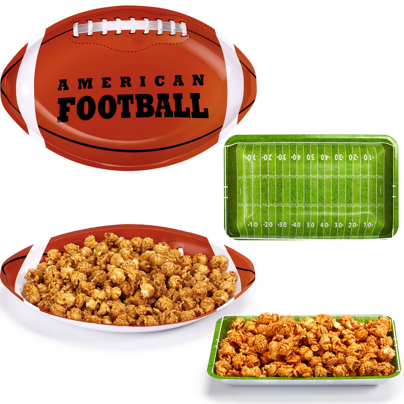 Cunhill Football Party Trays American Football Serving Trays Reusable Food Plates Football Snack Tray Dessert Platter For Footba