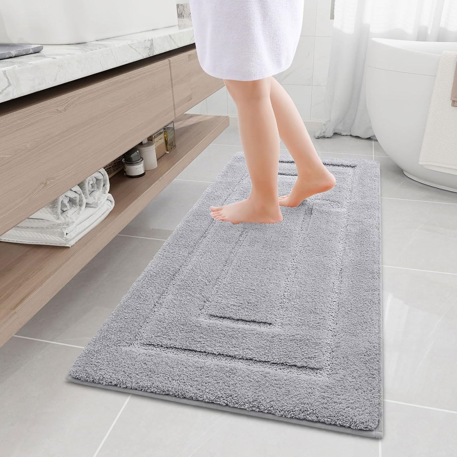 Buganda Bathroom Rugs, 47'' X 20'', Soft And Absorbent Microfiber Bath Rugs, Non-Slip Shaggy Bath Carpet, Machine Wash Dry Bath