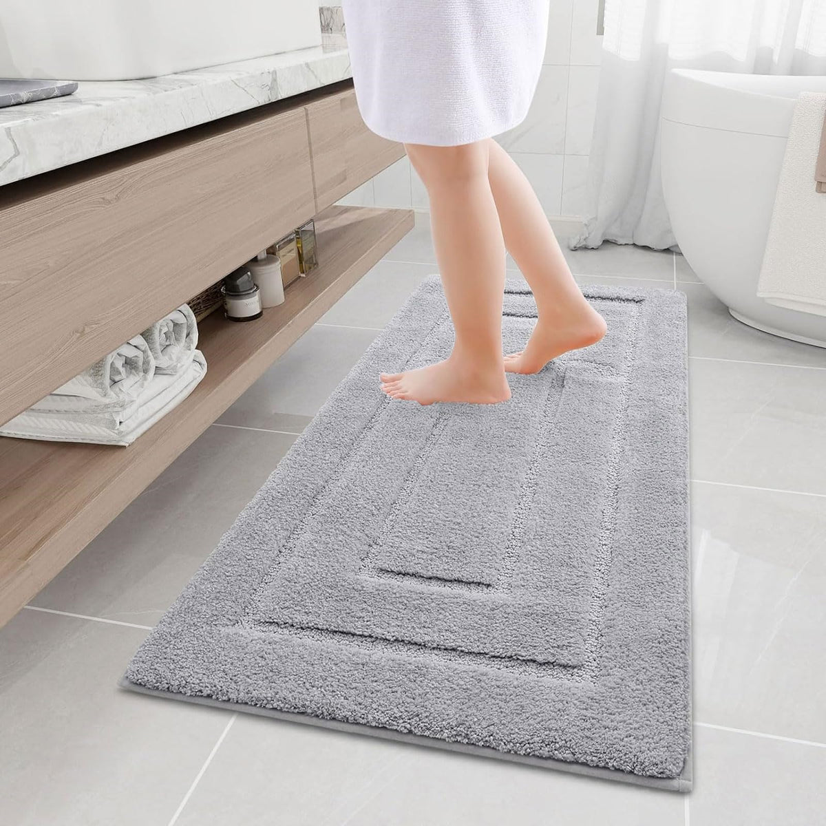 Buganda Bathroom Rugs, 47'' X 20'', Soft And Absorbent Microfiber Bath Rugs, Non-Slip Shaggy Bath Carpet, Machine Wash Dry Bath