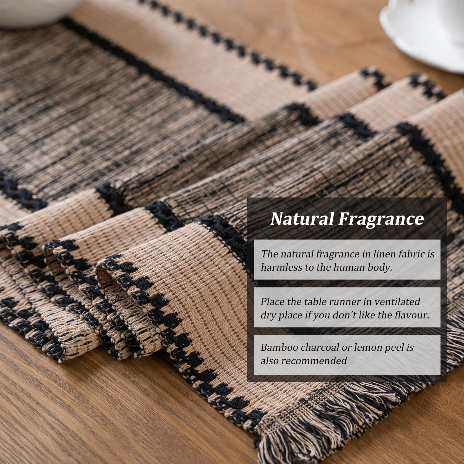 Osvino Table Runner For Home Decor 72 Inches Boho Handmade Tassels Table Runners Natural Cotton Woven Runner For Holiday Party B