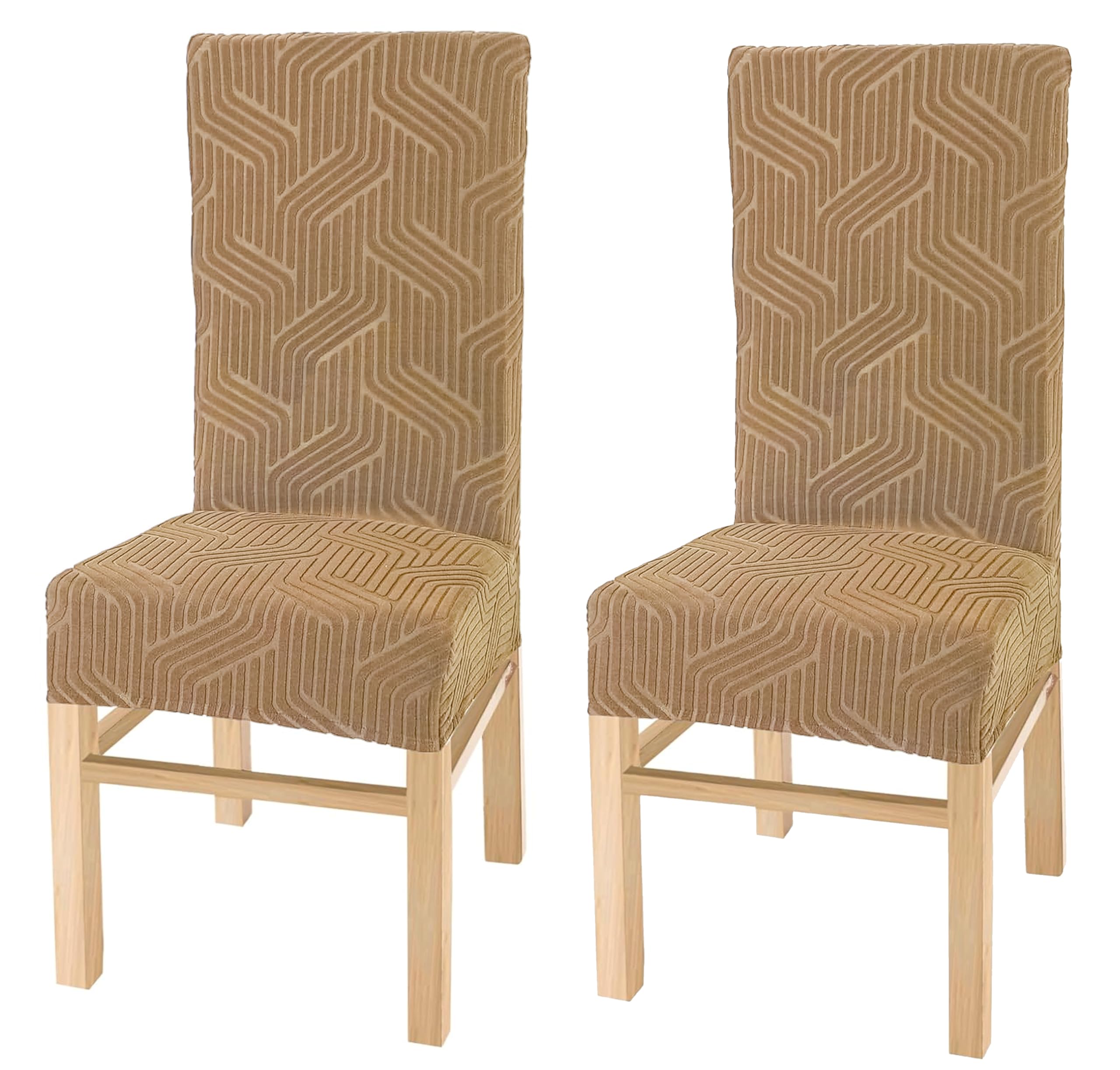 Yellow Weaves Elastic Stretchable Dining Chair Cover, Removable Washable Elastic Self Jacquard Dining Chair Covers (Set Of 2, Go