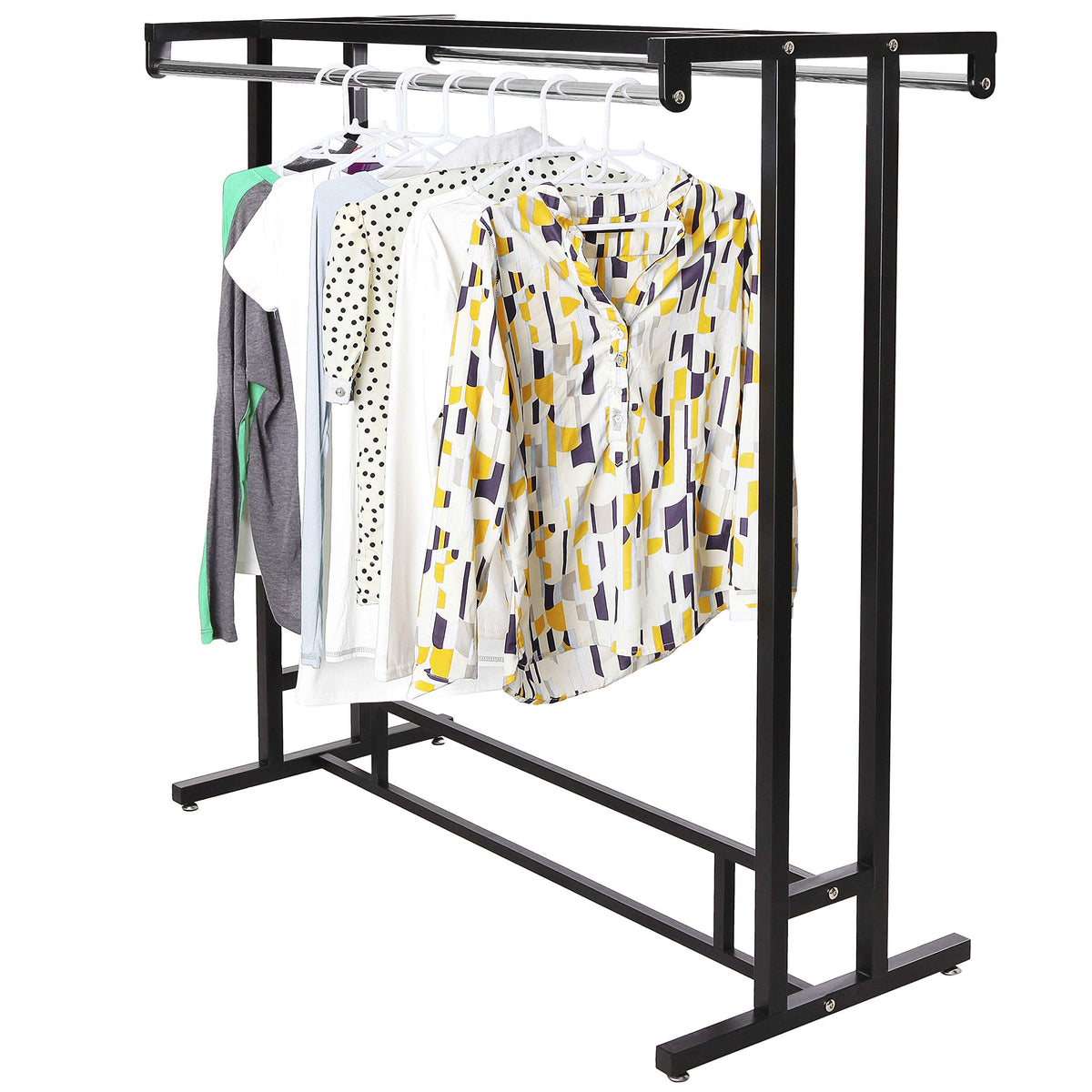 Mygift Black Stainless Steel Freestanding Garment Rack, Heavy Duty Dou ...