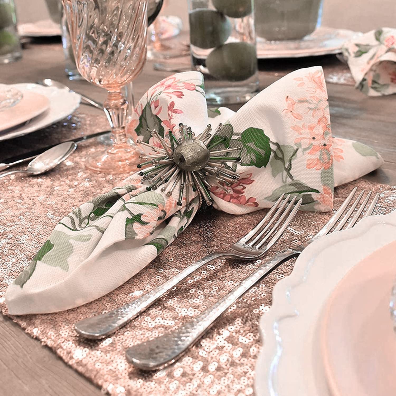 Jyflzq Rose Gold Sequin Table Runner 12 ''X108 '' 10 Packs Glitter Table Runners Sparkly Sequin Runners For Table Wedding Birthd