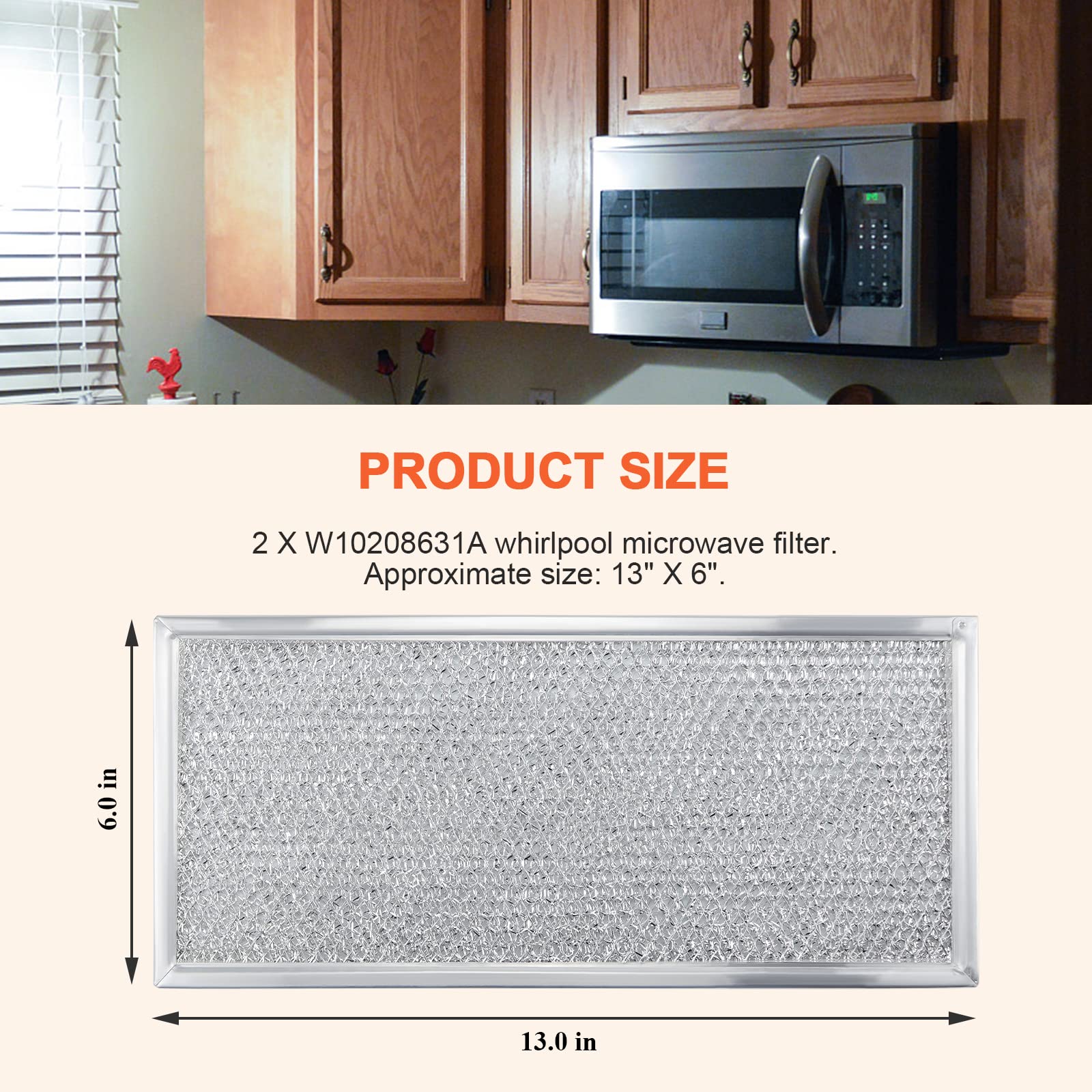 Beaquicy W10208631A Microwaves Grease Filter Approx. 13 '' x 6 ''- Replacement for Whirlpool GE Microwaves 3 Pack