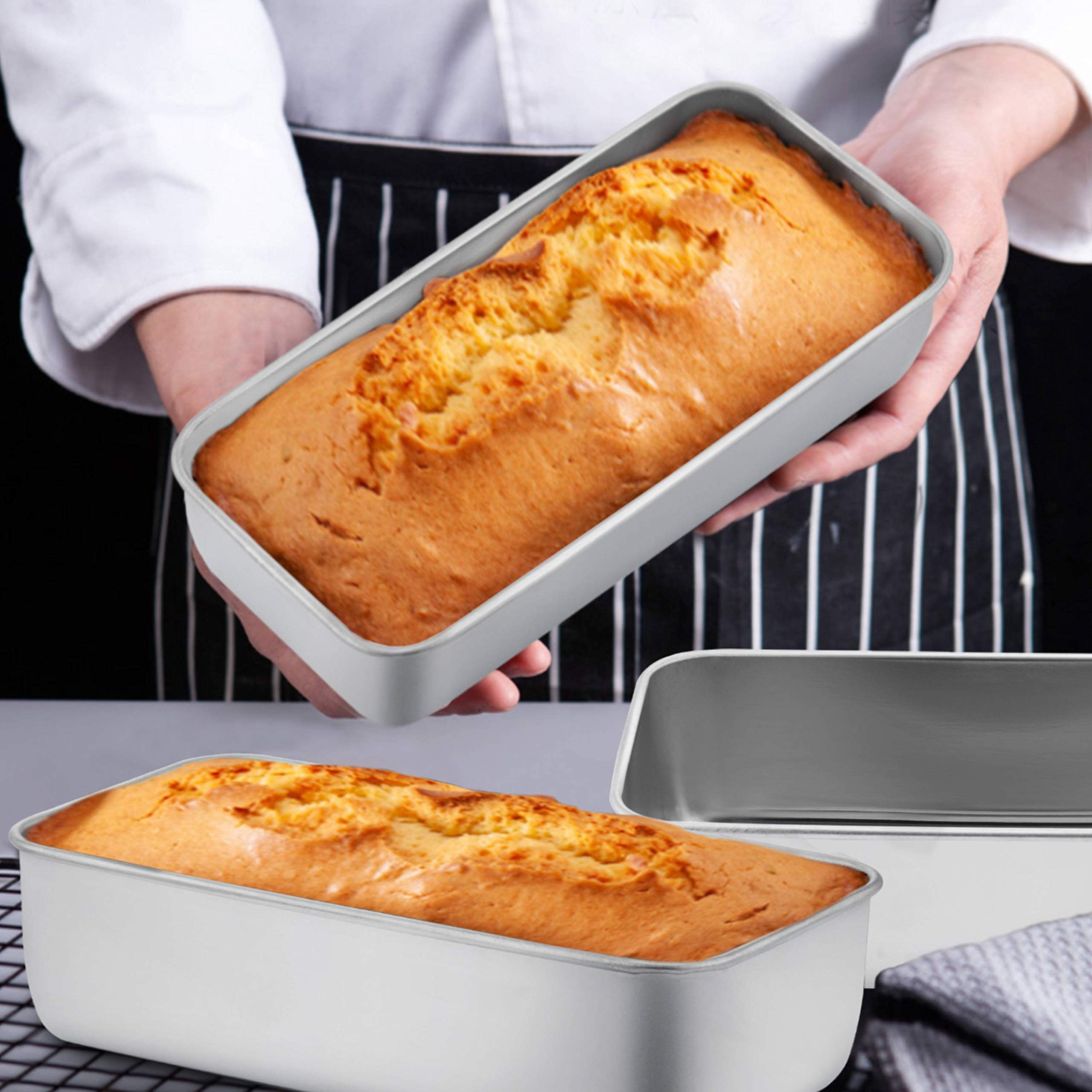 Teamfar Loaf Pan Set Of 3, 9''    5'' Bread Loaf Pans Meatloaf Pan Stainless Steel For Baking Bread Cake Toast, Healthy & Solid,