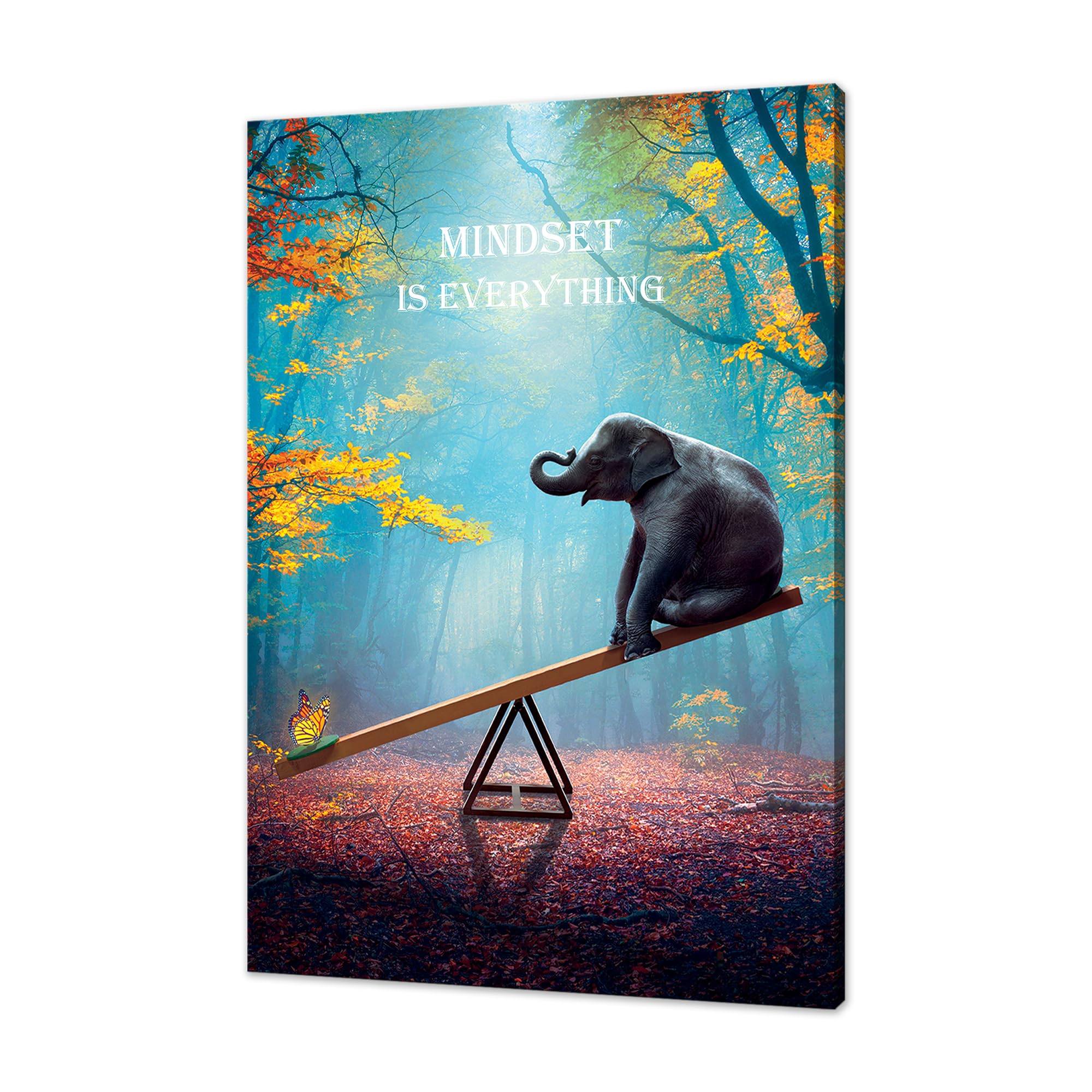 Skasnfai Elephant Wall Art Mindset Motivation Office Wall Canvas Animals Poster Framed Artwork For Living Room Ready To Hang (12