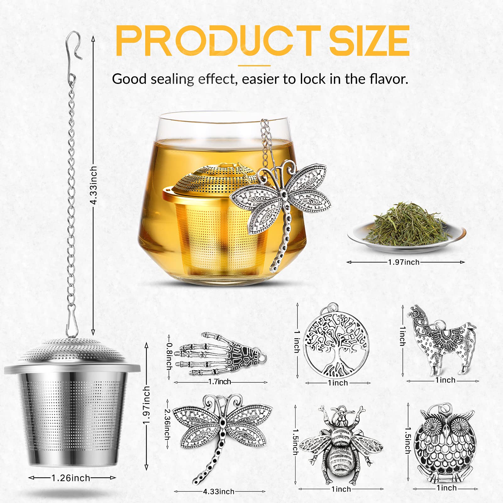 6 Pcs Tea Infusers For Loose Tea Mesh Tea Strainer Infuser Strainer With Extended Chain Hook Stainless Steel Tea Ball Strainer T