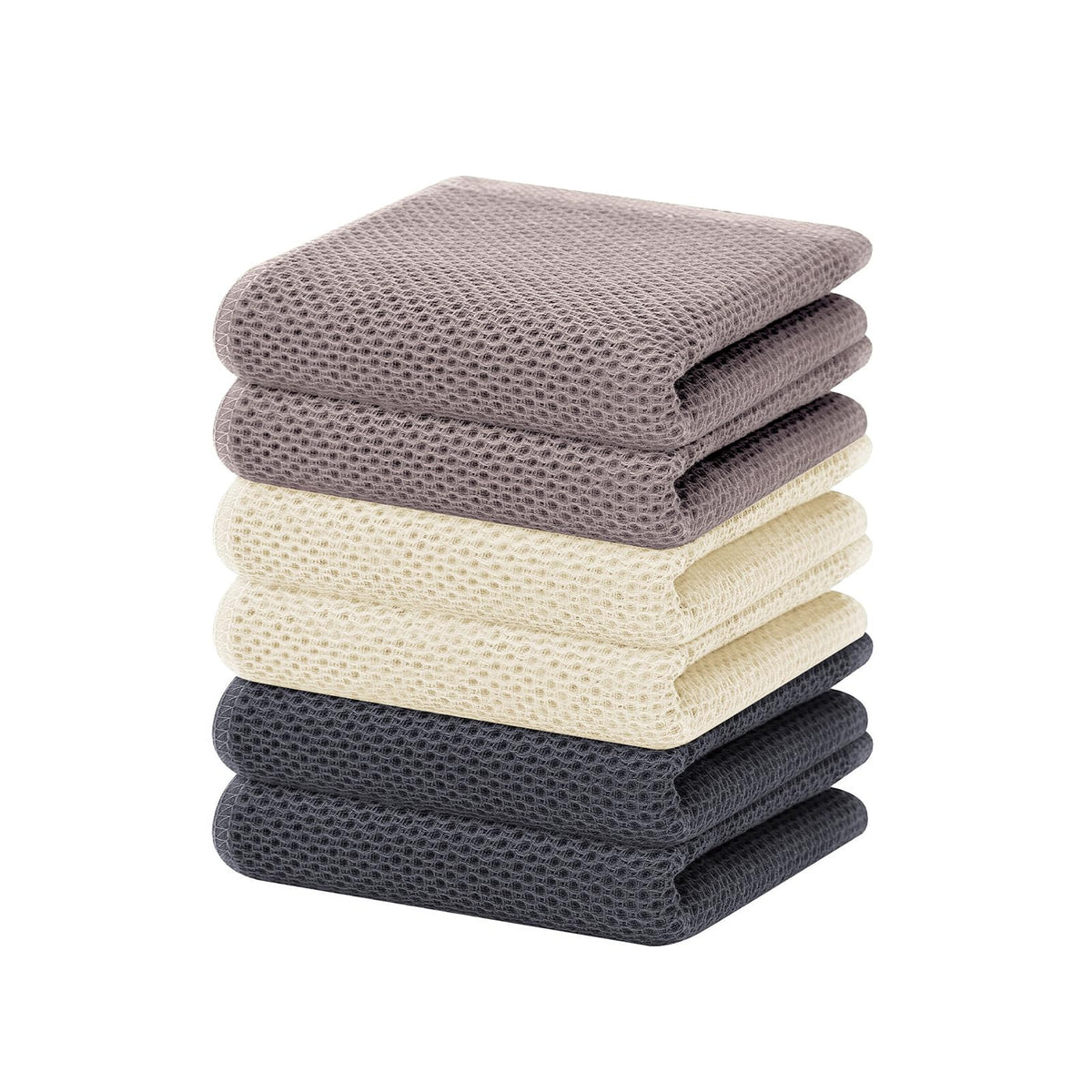 Homaxy 100% Cotton Waffle Weave Kitchen Dish Towels, Ultra Soft Absorbent Quick Drying Cleaning Towel, 13 X 28 Inches, 6-Pack, M