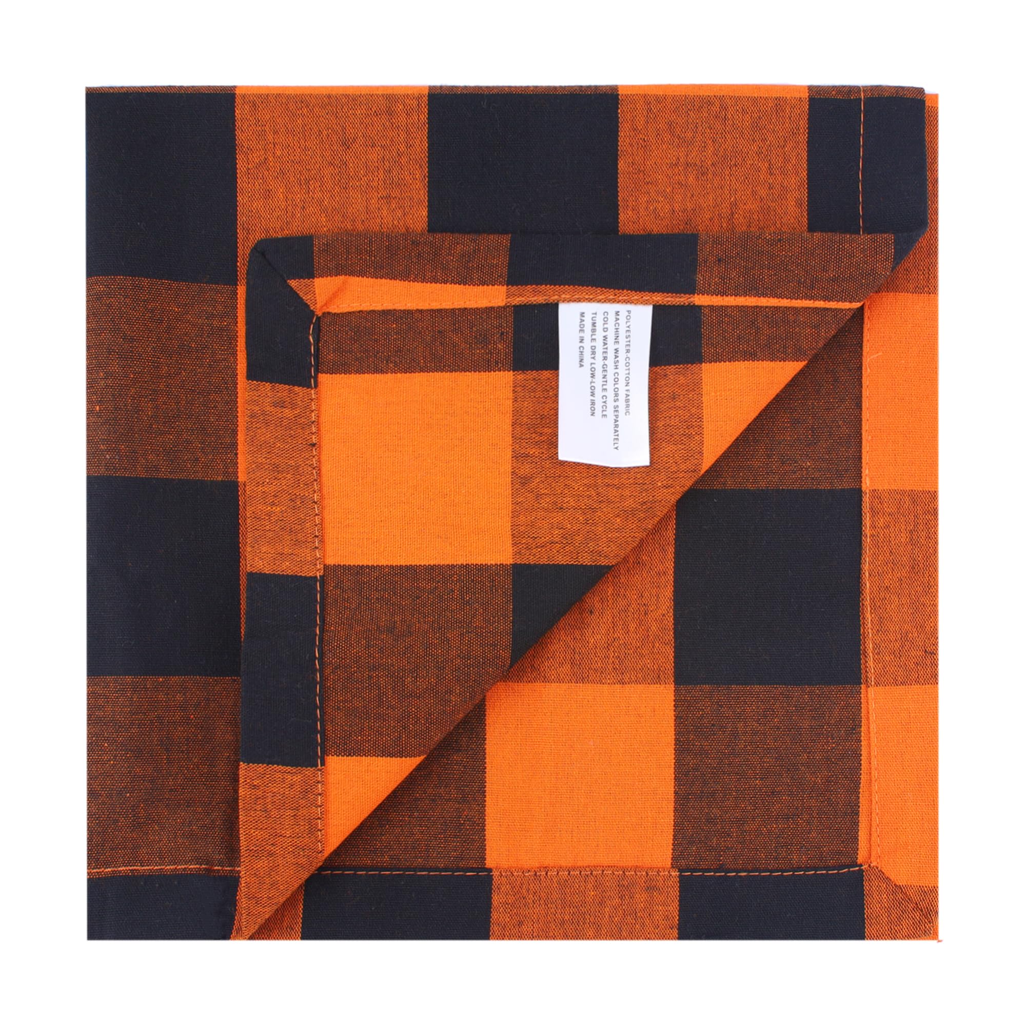 Betric Halloween Cotton Blend Buffalo Plaid Table Napkins (Set Of 12), 18 X 18 Inch Washable Dinner Napkins, Buffalo Checks Clot